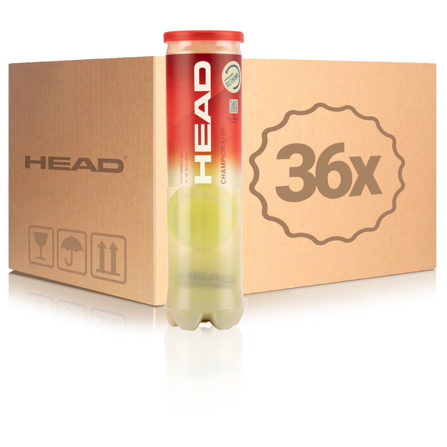 HEAD 36x verpakking 4 stuks Championship In een doos HEAD 36x verpakking 4 stuks Championship In een doos