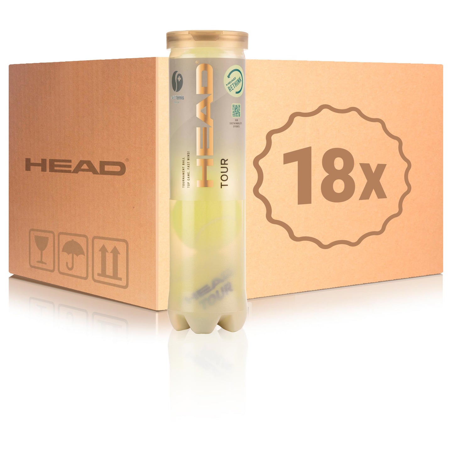 HEAD 18x verpakking 4 stuks Tour Swiss Official HEAD 18x verpakking 4 stuks Tour Swiss Official