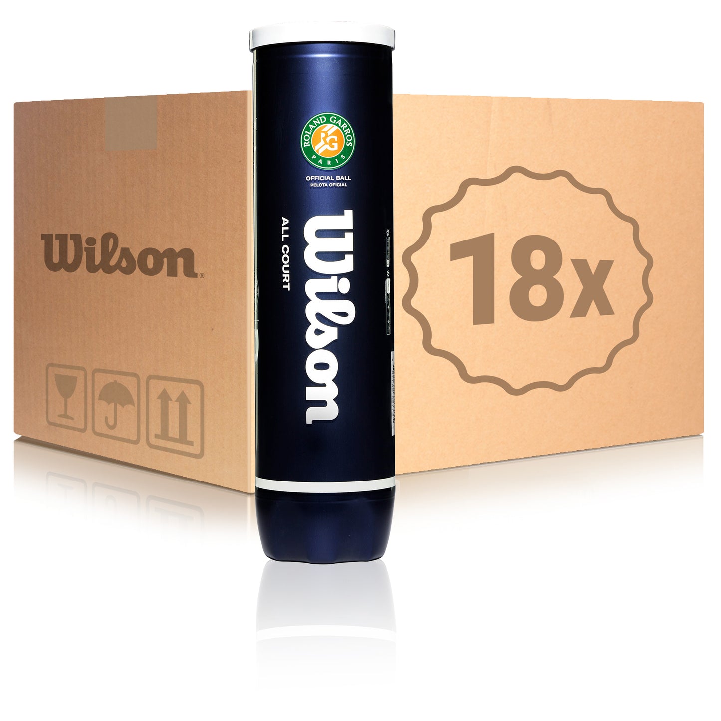 Wilson 18x verpakking 4 stuks Roland Garros All Court In een doos Wilson 18x verpakking 4 stuks Roland Garros All Court In een doos