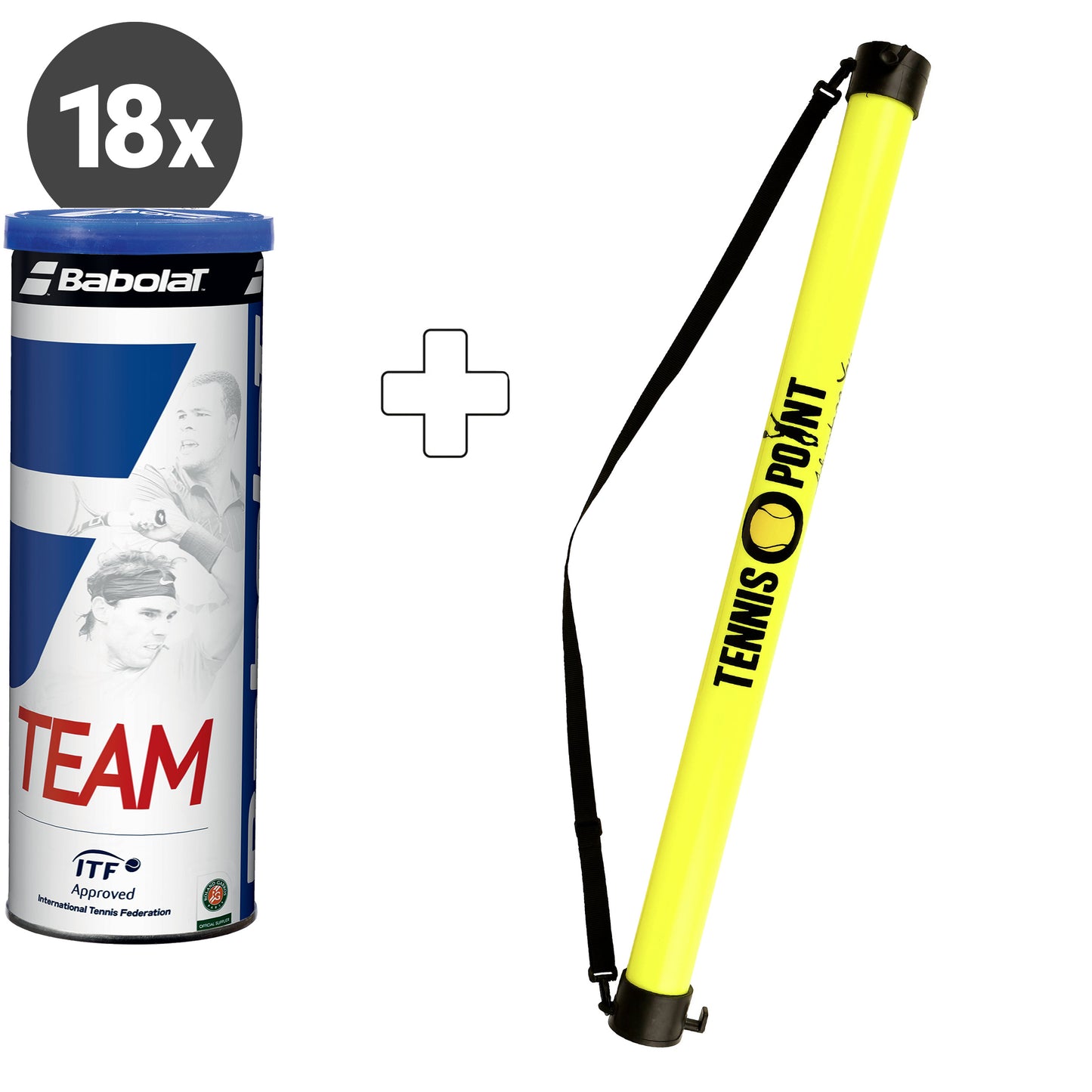 Babolat 18x verpakking 4 stuks Team Plus ballenverzamelbuis Babolat 18x verpakking 4 stuks Team Plus ballenverzamelbuis