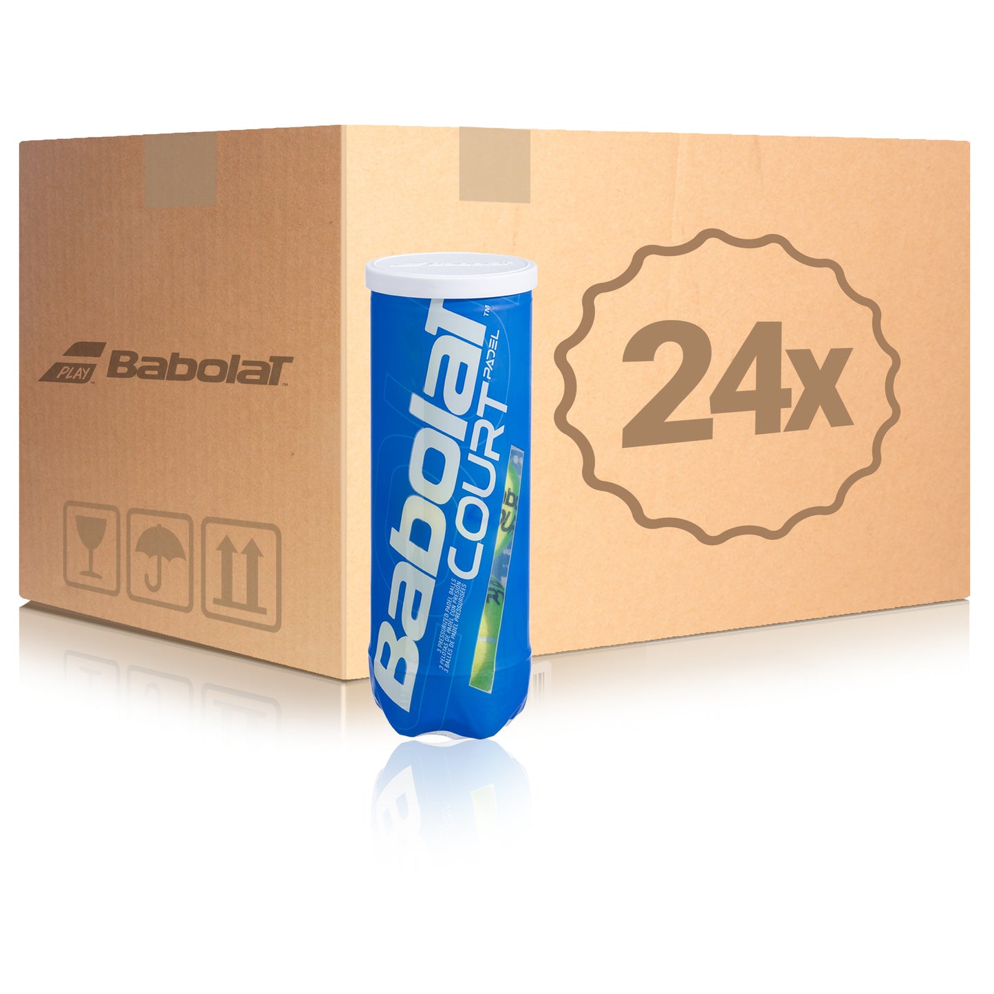Babolat 24x verpakking 3 stuks Court Padel X3 In een doos Babolat 24x verpakking 3 stuks Court Padel X3 In een doos