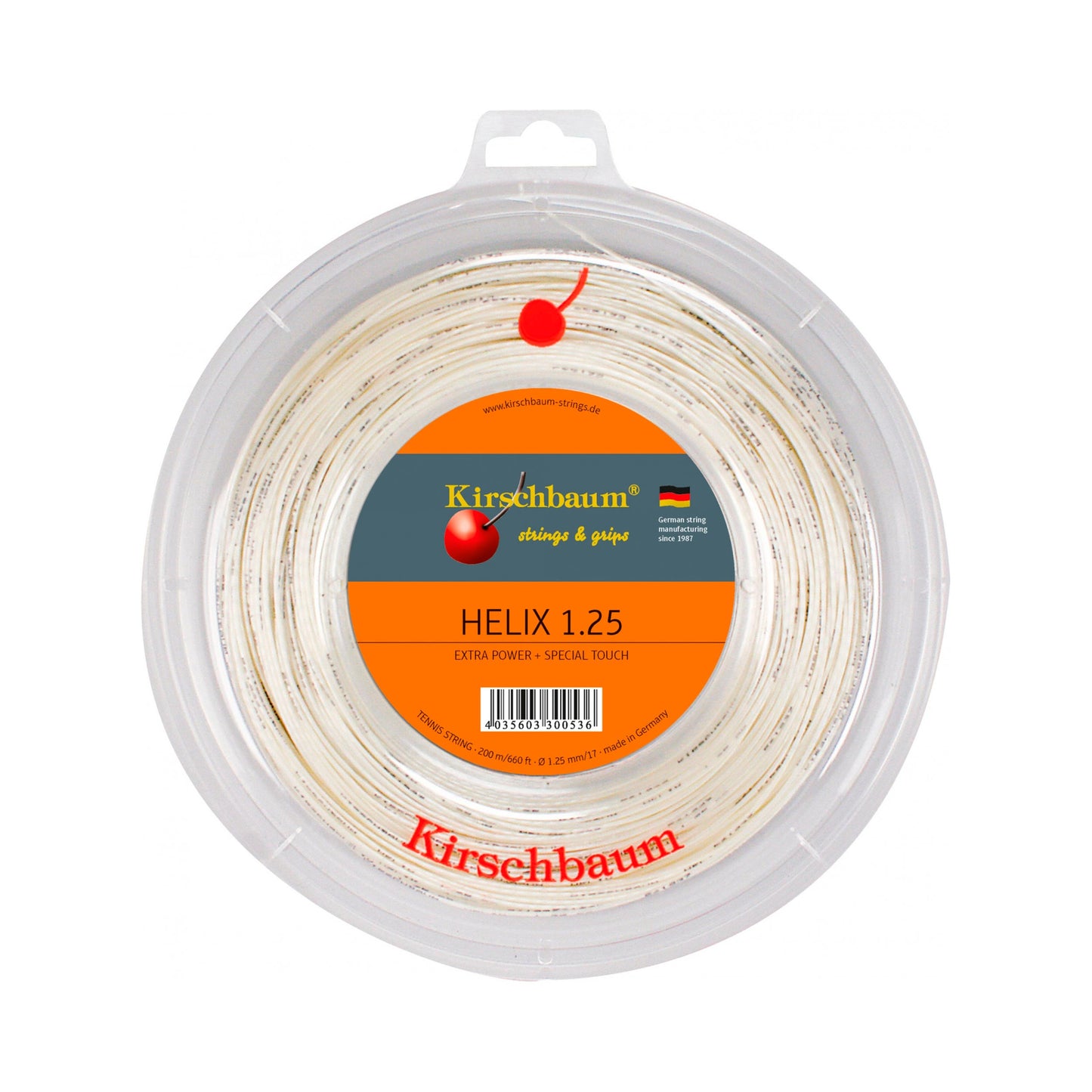 Kirschbaum Helix Rol Snaren 200m-Wit Kirschbaum Helix Rol Snaren 200m-Wit