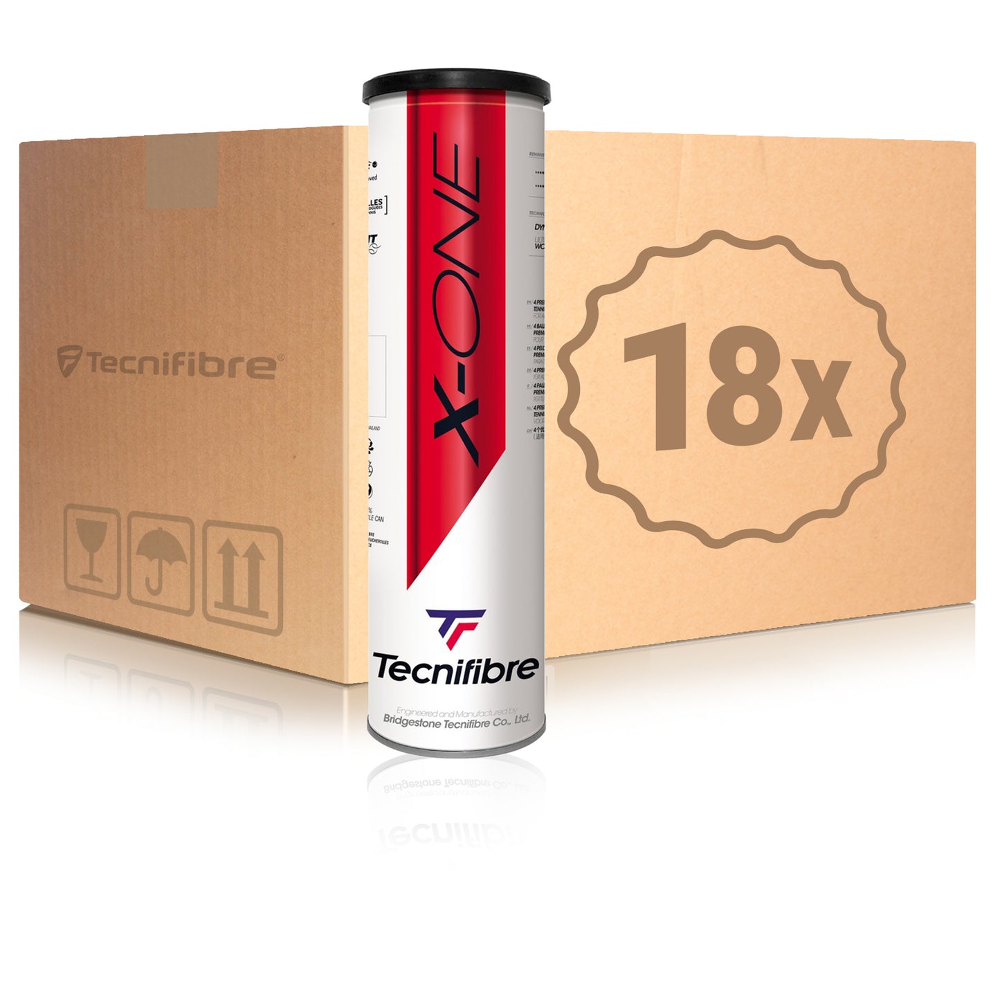 Tecnifibre 18x verpakking 4 stuks X-One In een doos Tecnifibre 18x verpakking 4 stuks X-One In een doos