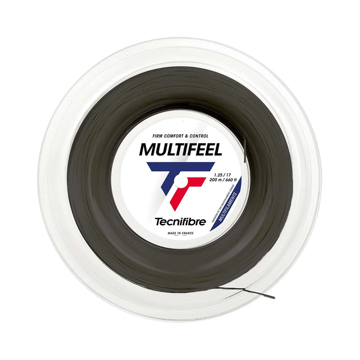 Tecnifibre Multifeel 200m Rol Snaren-Zwart Tecnifibre Multifeel 200m Rol Snaren-Zwart