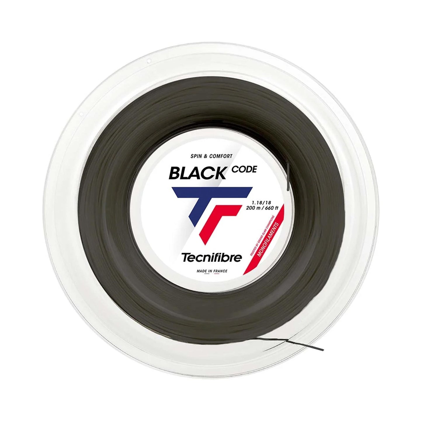 Tecnifibre Black Code 200m Rol Snaren-Zwart Tecnifibre Black Code 200m Rol Snaren-Zwart