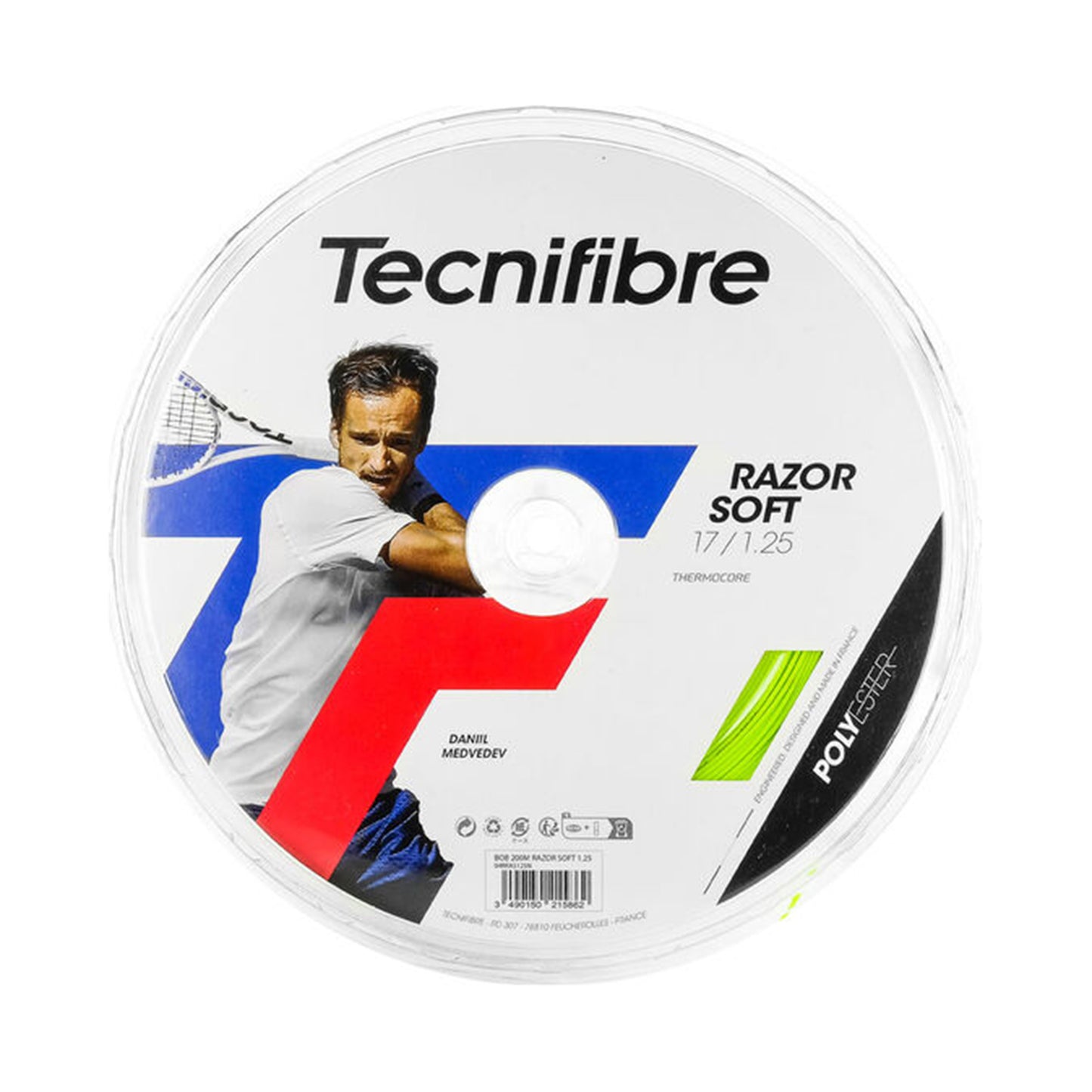 Tecnifibre Razor Soft 200m Rol Snaren-Limoen Tecnifibre Razor Soft 200m Rol Snaren-Limoen