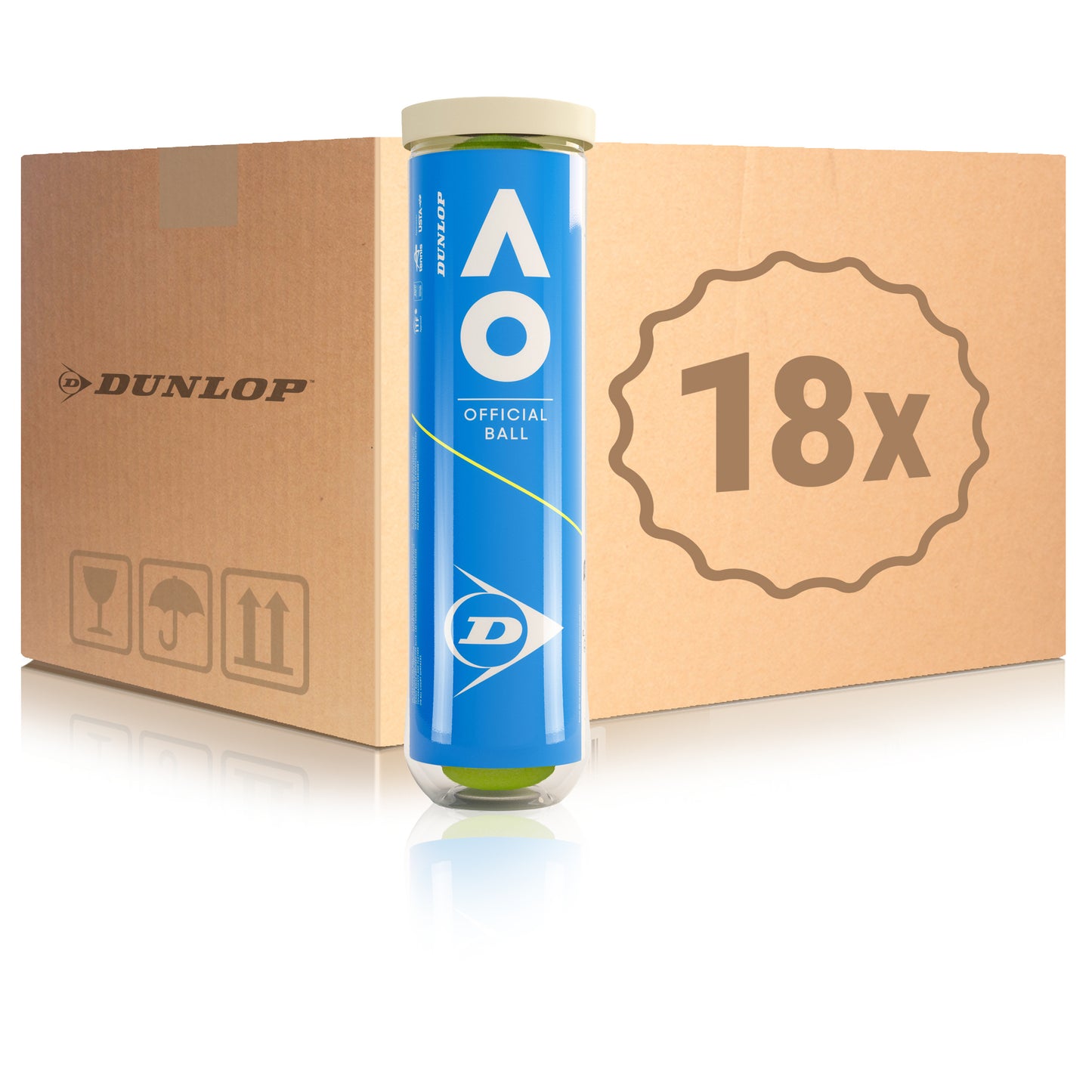 Dunlop 18x verpakking 4 stuks Australian Open Dunlop 18x verpakking 4 stuks Australian Open