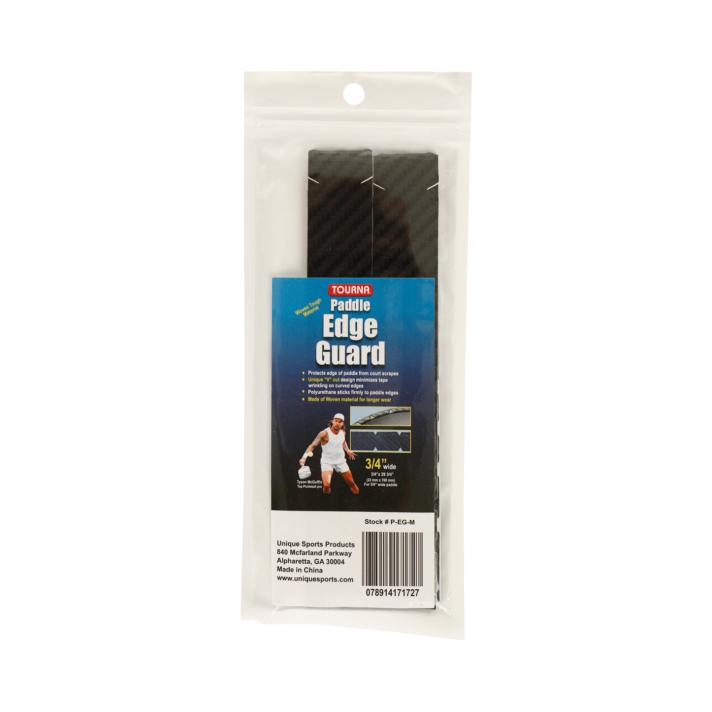 Tourna Padel Edge Guard Wooven 16mm Pickleball Frame Beschermingstape-Zwart Tourna Padel Edge Guard Wooven 16mm Pickleball Frame Beschermingstape-Zwart