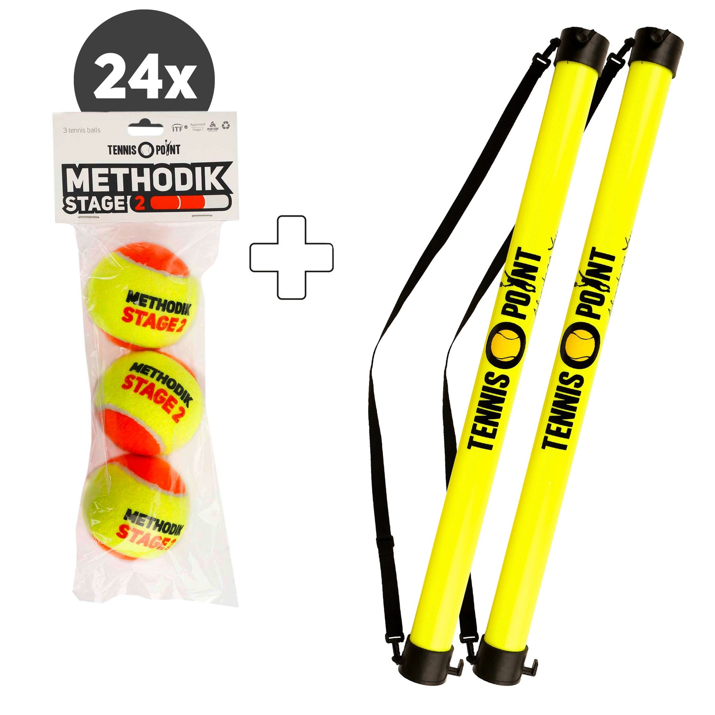 Tennis-Point 24x zak 3 stuks (Stage 2) Plus ballenverzamelbuis Tennis-Point 24x zak 3 stuks (Stage 2) Plus ballenverzamelbuis