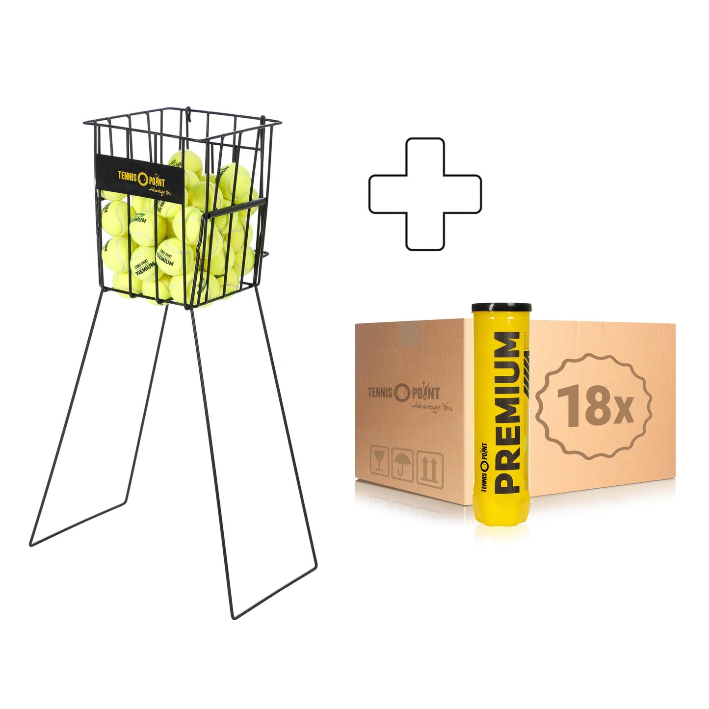 Tennis-Point 18x verpakking 4 stuks Premium Plus ballenmand Tennis-Point 18x verpakking 4 stuks Premium Plus ballenmand