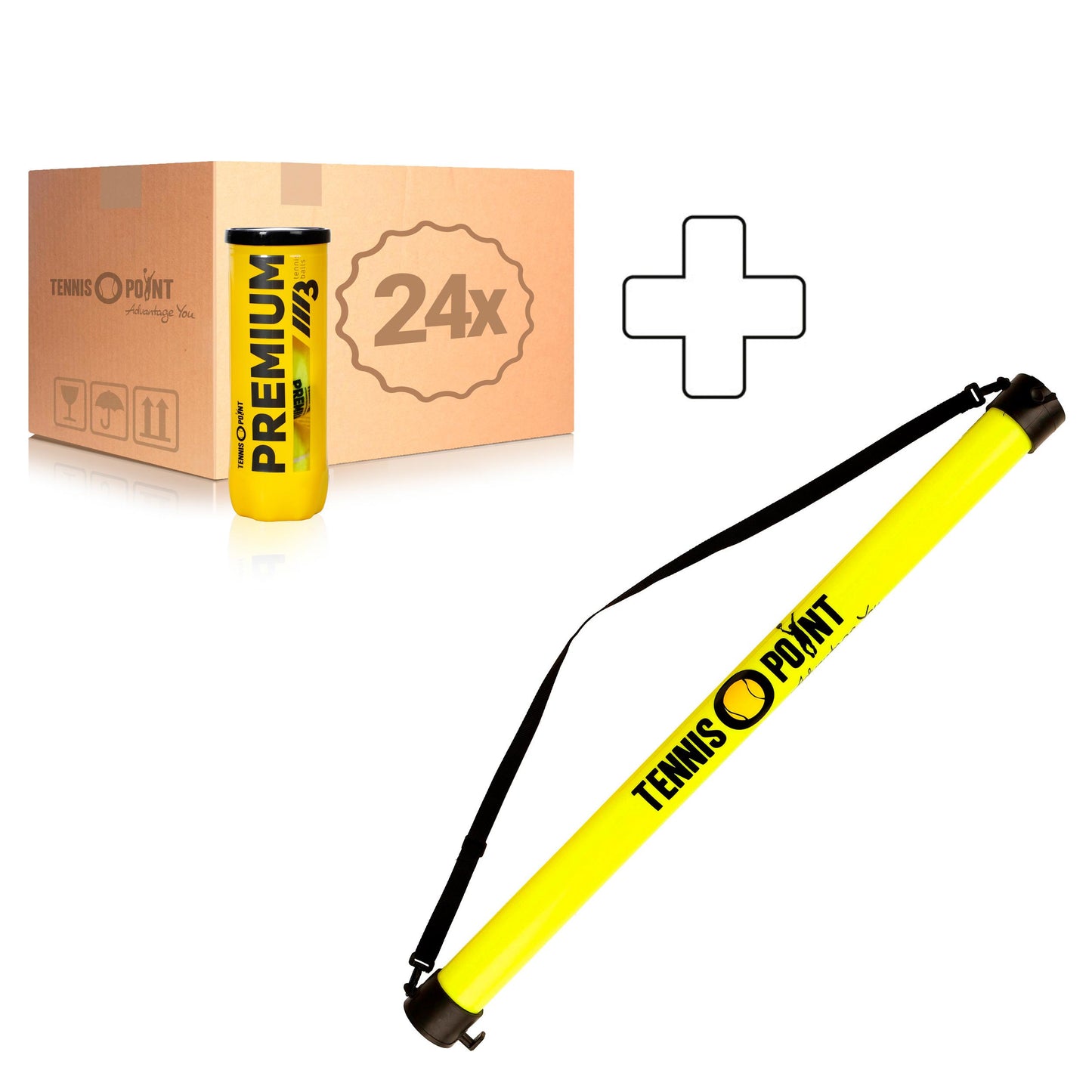 Tennis-Point 24x verpakking 3 stuks Premium Plus ballenverzamelbuis Tennis-Point 24x verpakking 3 stuks Premium Plus ballenverzamelbuis