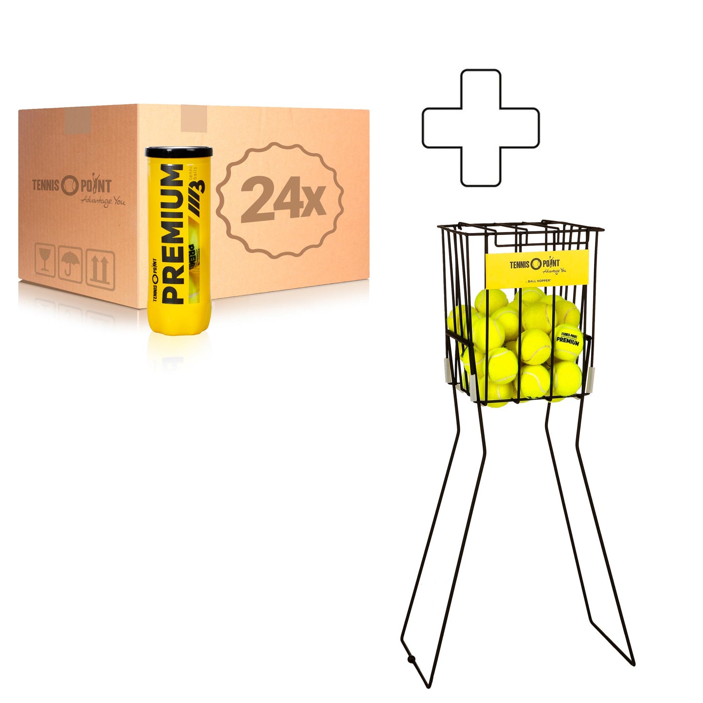 Tennis-Point 24x verpakking 3 stuks Premium Plus ballenmand Tennis-Point 24x verpakking 3 stuks Premium Plus ballenmand