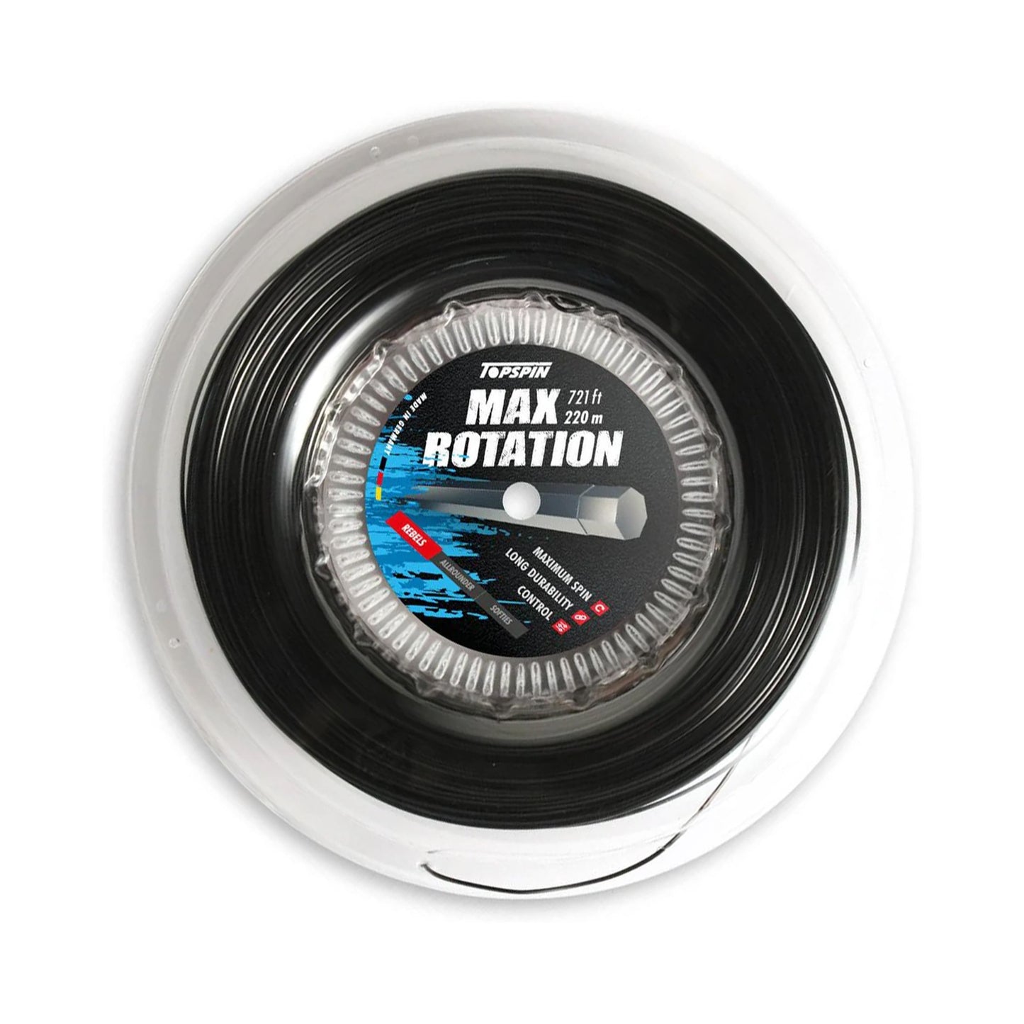 Topspin Cyber MAXation Heptagonal Rol Snaren 220m-Zwart Topspin Cyber MAXation Heptagonal Rol Snaren 220m-Zwart
