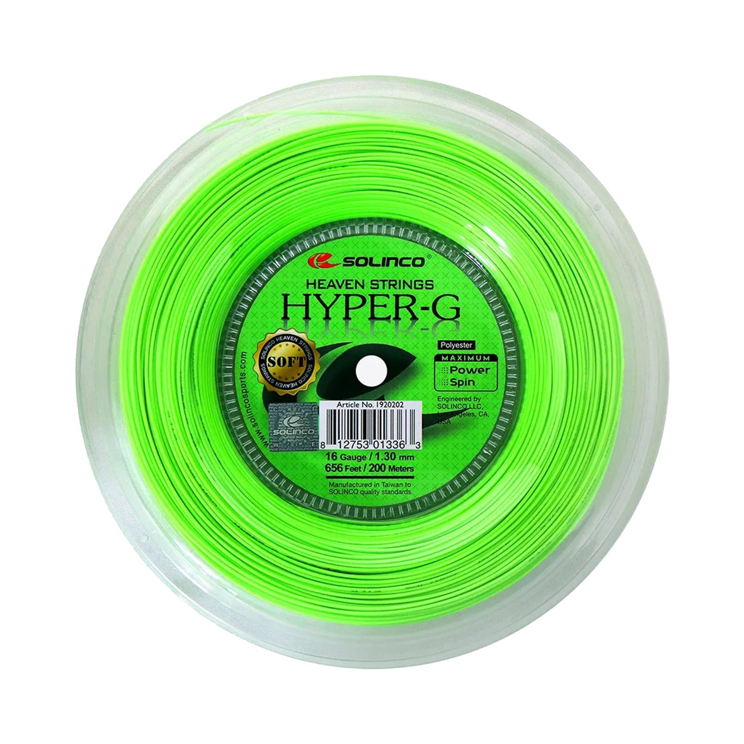 Solinco Hyper-G Soft Rol Snaren 200m-Groen Solinco Hyper-G Soft Rol Snaren 200m-Groen
