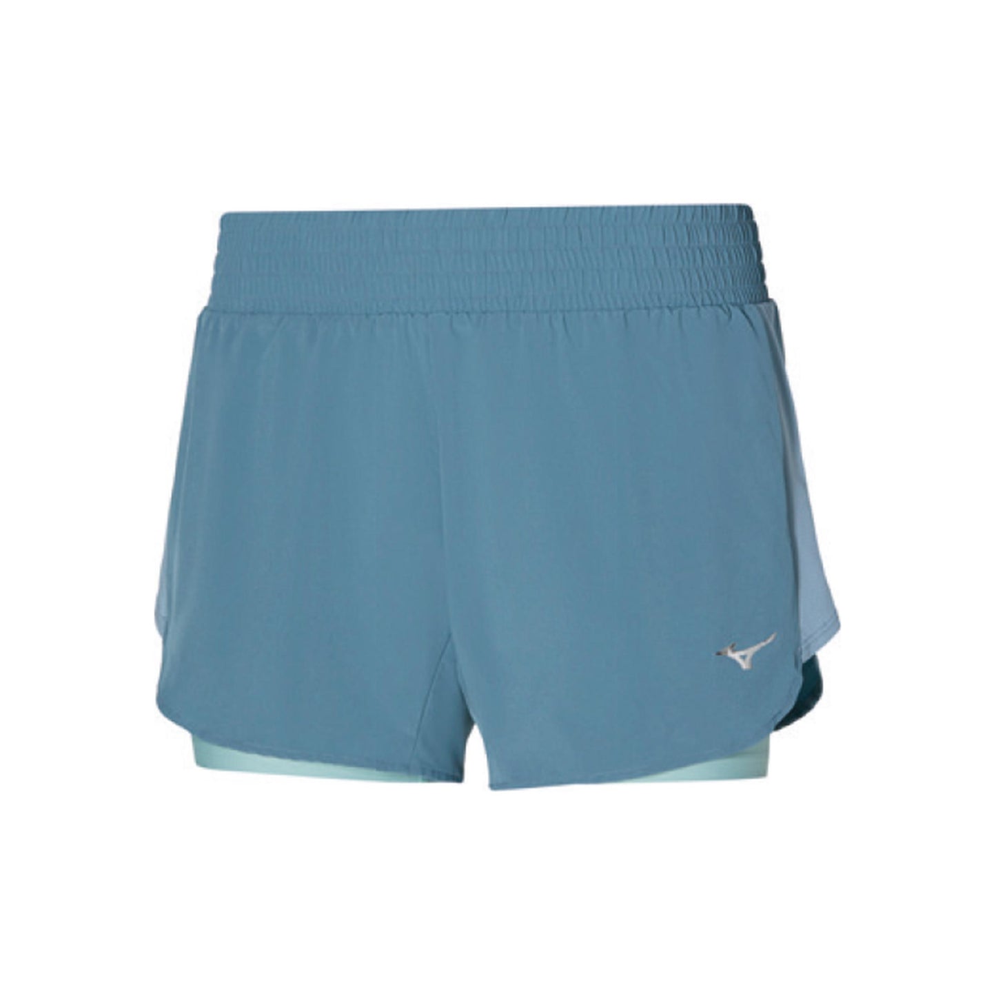 Mizuno 2in1 4.5 Hardloopshorts Dames - petrolblauw, Mizuno 2in1 4.5 Hardloopshorts Dames - petrolblauw,
