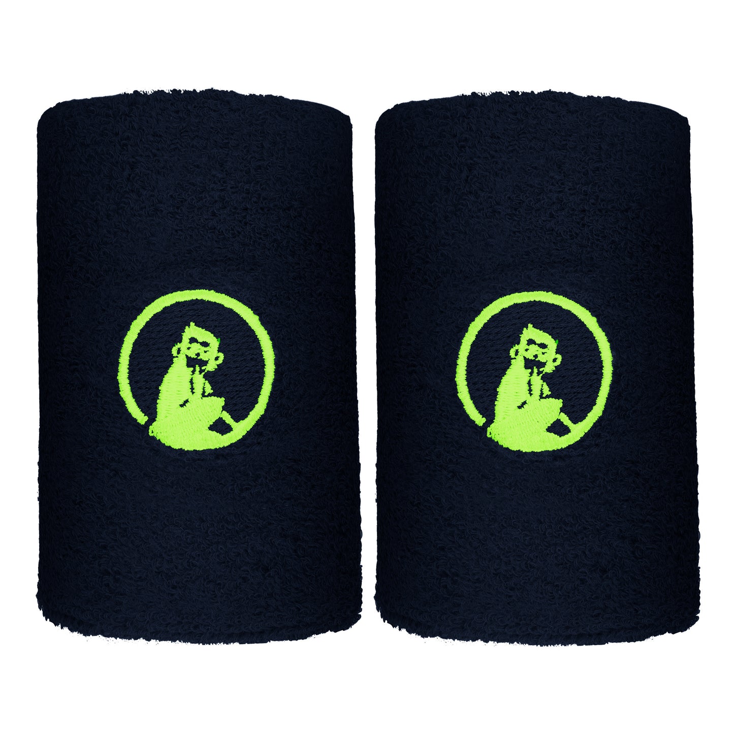 Quiet Please Zweetband Verpakking 2 stuks lang - donkerblauw, neongroen Quiet Please Zweetband Verpakking 2 stuks lang - donkerblauw, neongroen