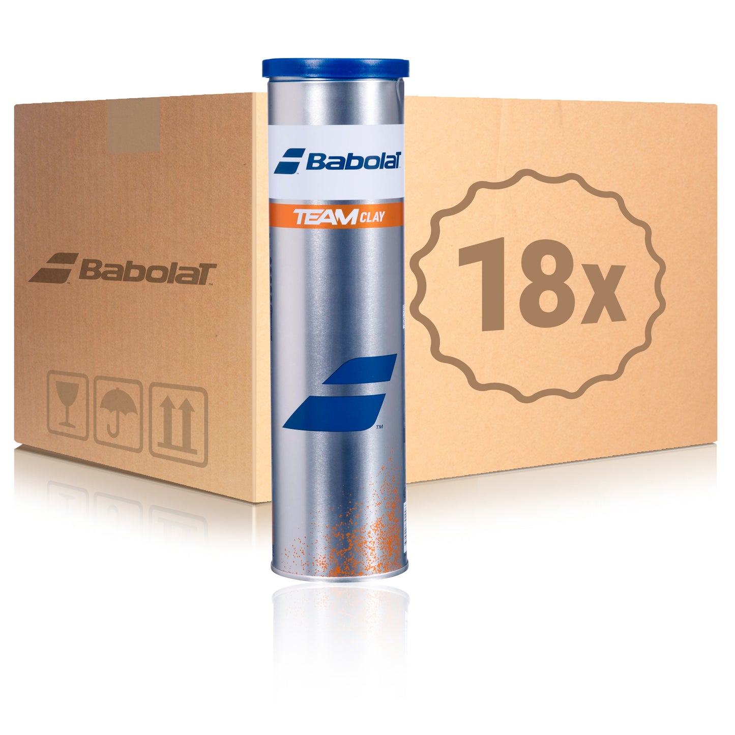 Babolat 18x verpakking 4 stuks Team Clay X In een doos Babolat 18x verpakking 4 stuks Team Clay X In een doos