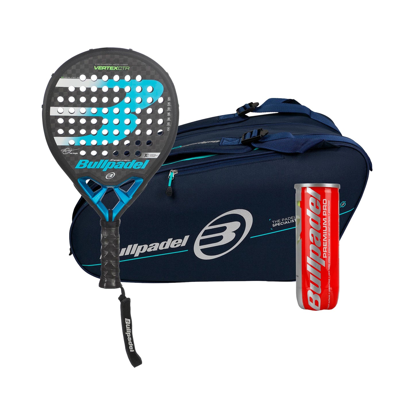Bullpadel Verpakking 3 stuks Vertex 2 CTR Plus rackettas, Plus balverpakking Bullpadel Verpakking 3 stuks Vertex 2 CTR Plus rackettas, Plus balverpakking