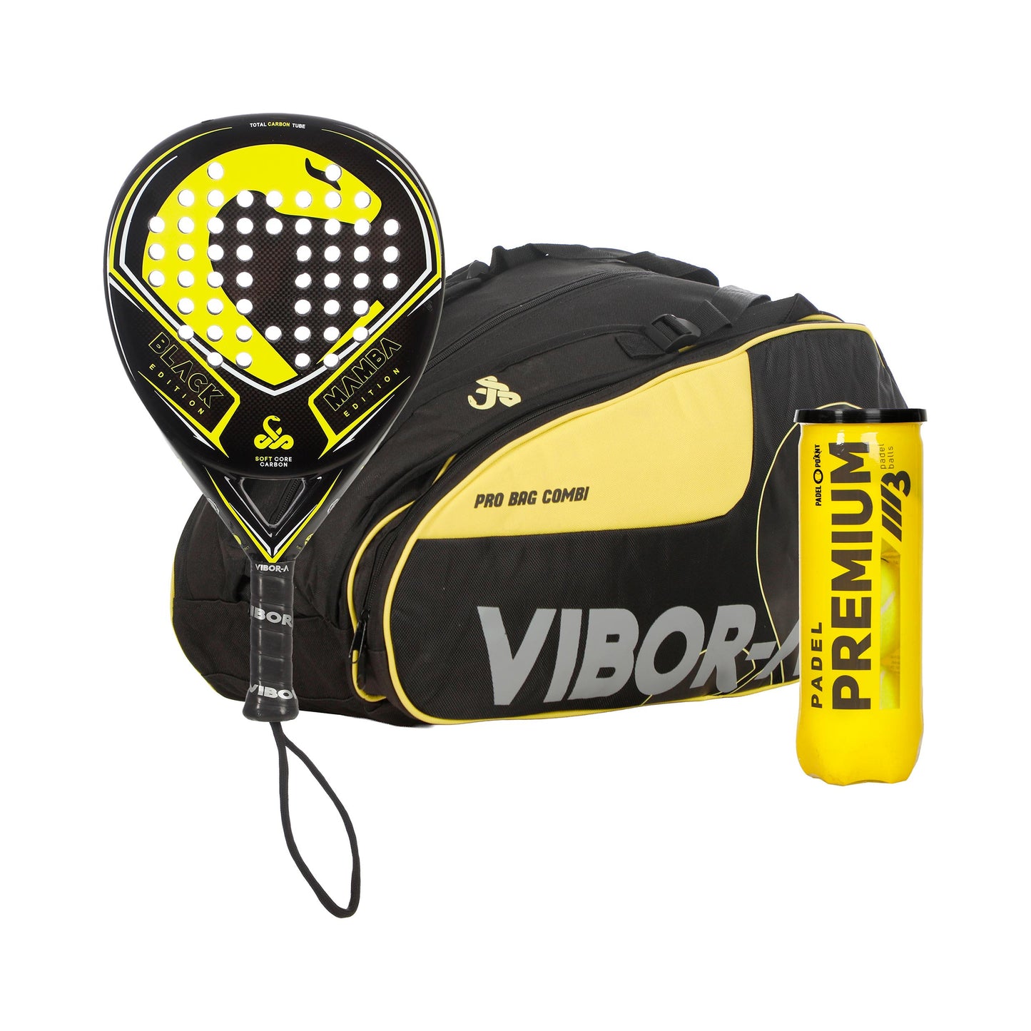 Vibora Verpakking 3 stuks Black Mamba Classic Edition Plus rackettas, Plus balverpakking Vibora Verpakking 3 stuks Black Mamba Classic Edition Plus rackettas, Plus balverpakking