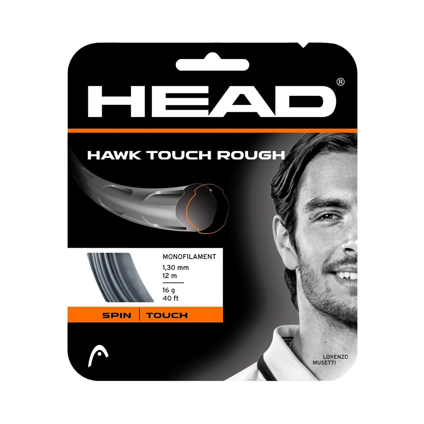 HEAD Hawk Touch Rough Set snaren 12m - zwart HEAD Hawk Touch Rough Set snaren 12m - zwart