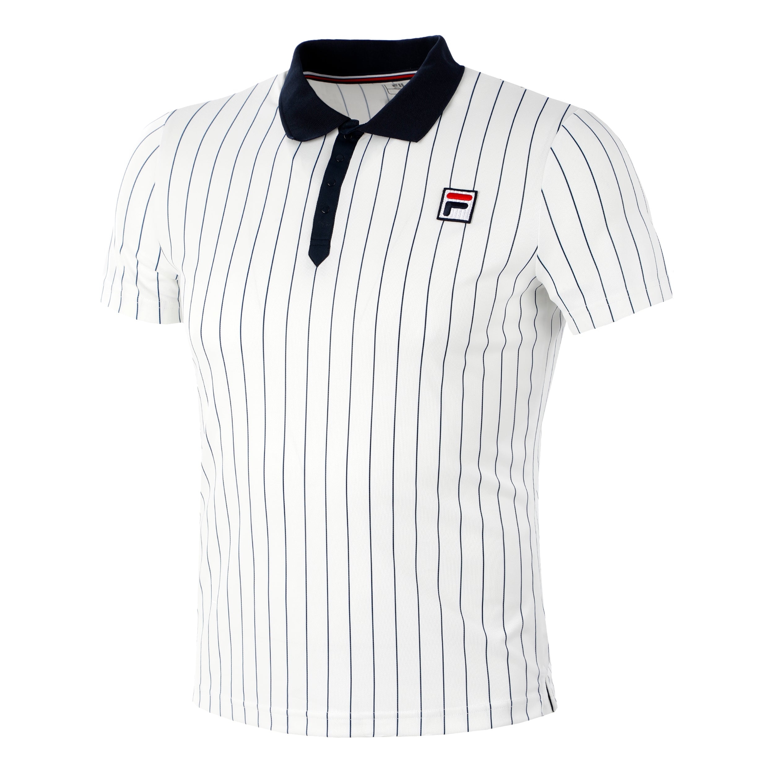 Fila Stripes Björn Polo Heren - wit, donkerblauw