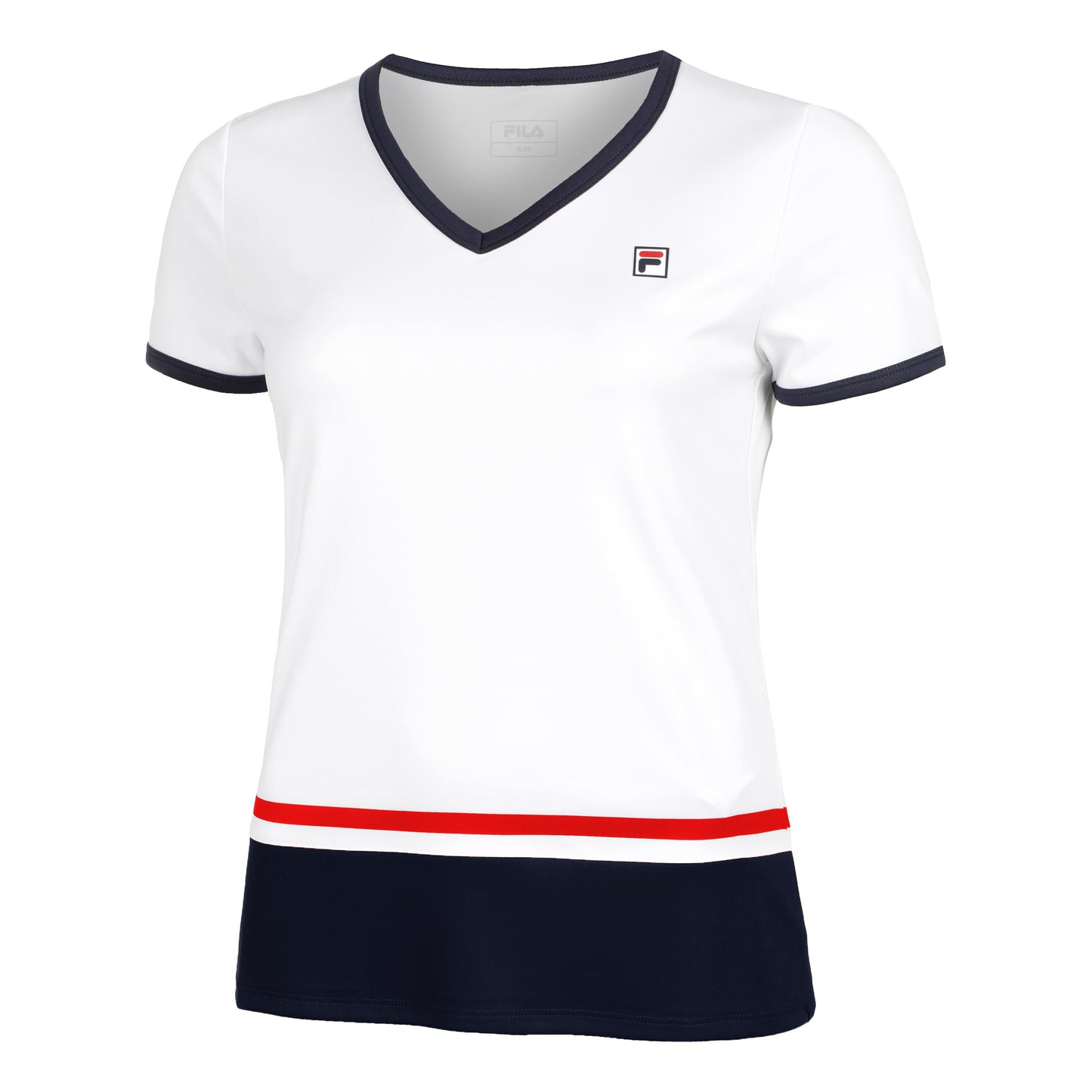 Fila Elisabeth T-shirt Dames-Wit,Donkerblauw