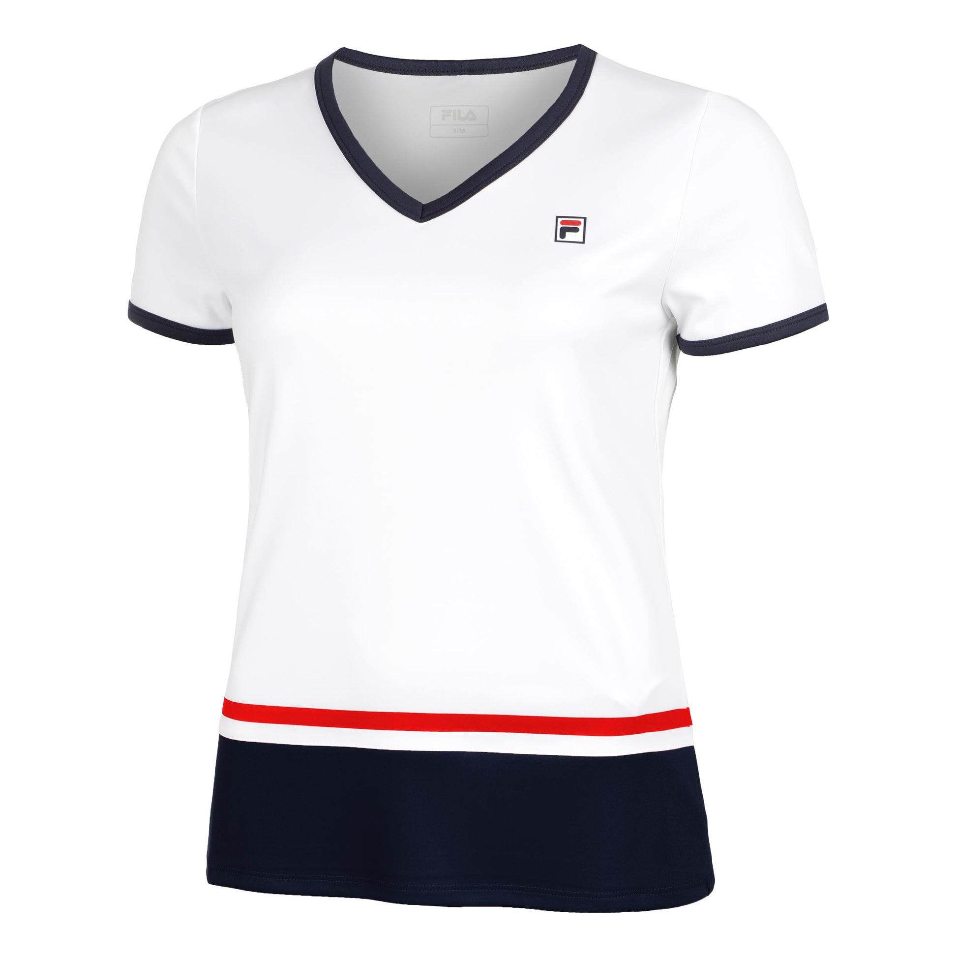 Fila Elisabeth T-shirt Dames-Wit,Donkerblauw