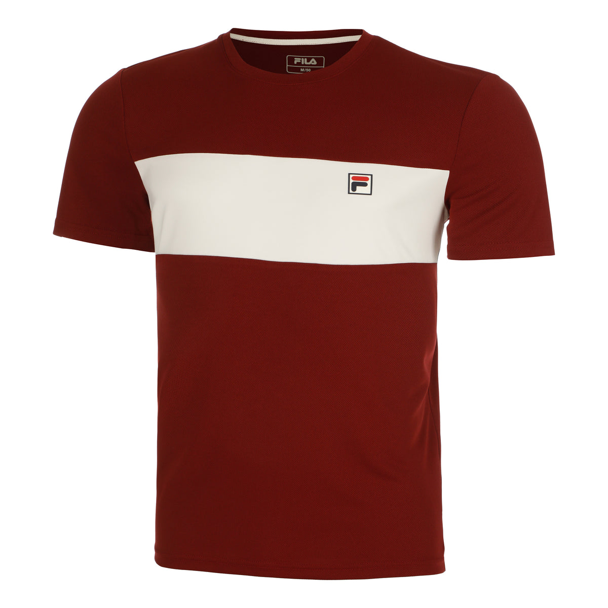 Fila Bosse T-shirt Heren - donkerrood, wit