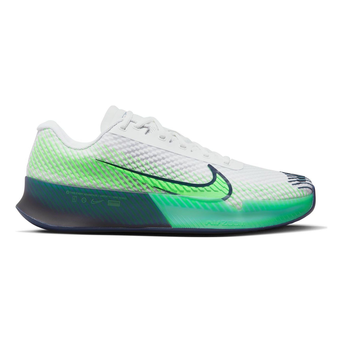 Nike Air Zoom Vapor 11 Gravelschoen Heren - wit, neongroen