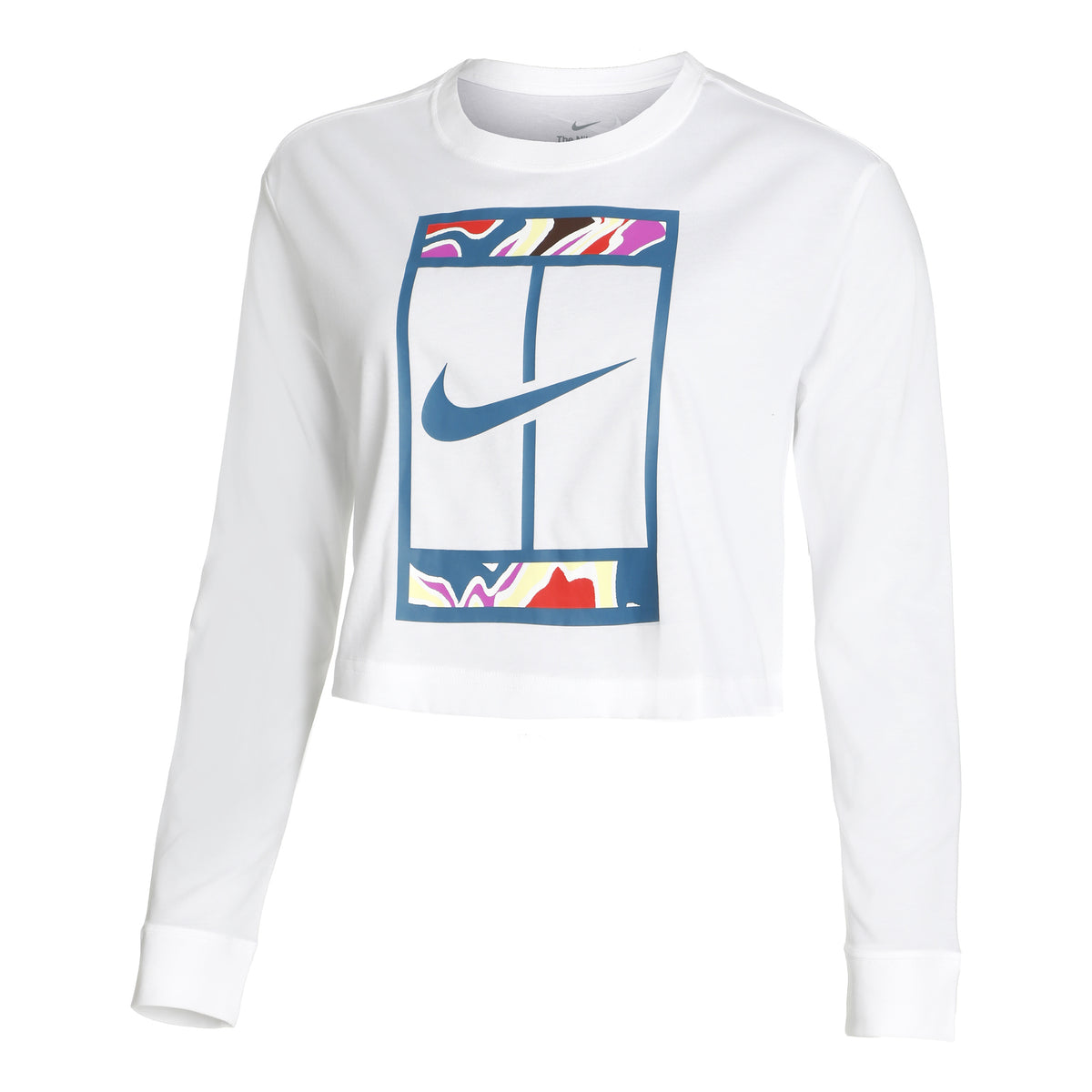Nike Dri-Fit Court Slam Cropped Longsleeve Dames - wit, veelkleurig