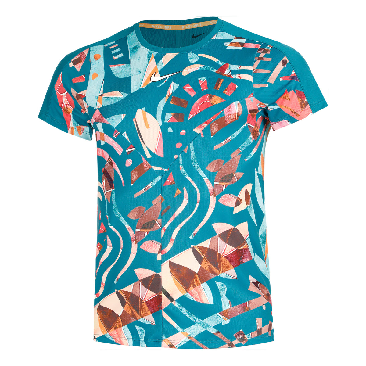 Nike Dri-Fit Court Slam T-shirt Heren - turkoois, veelkleurig