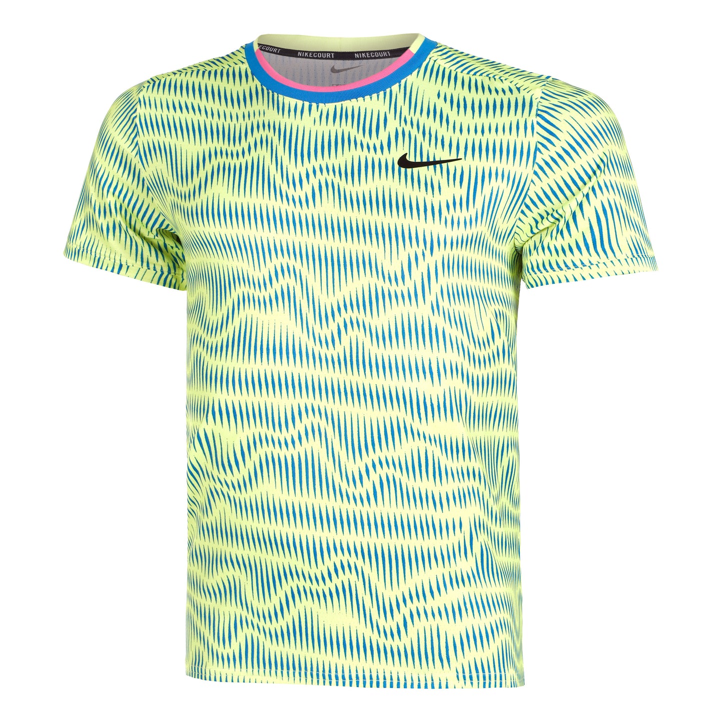 Nike Court Dri-Fit Advantage Print T-shirt Heren - citroengeel, blauw