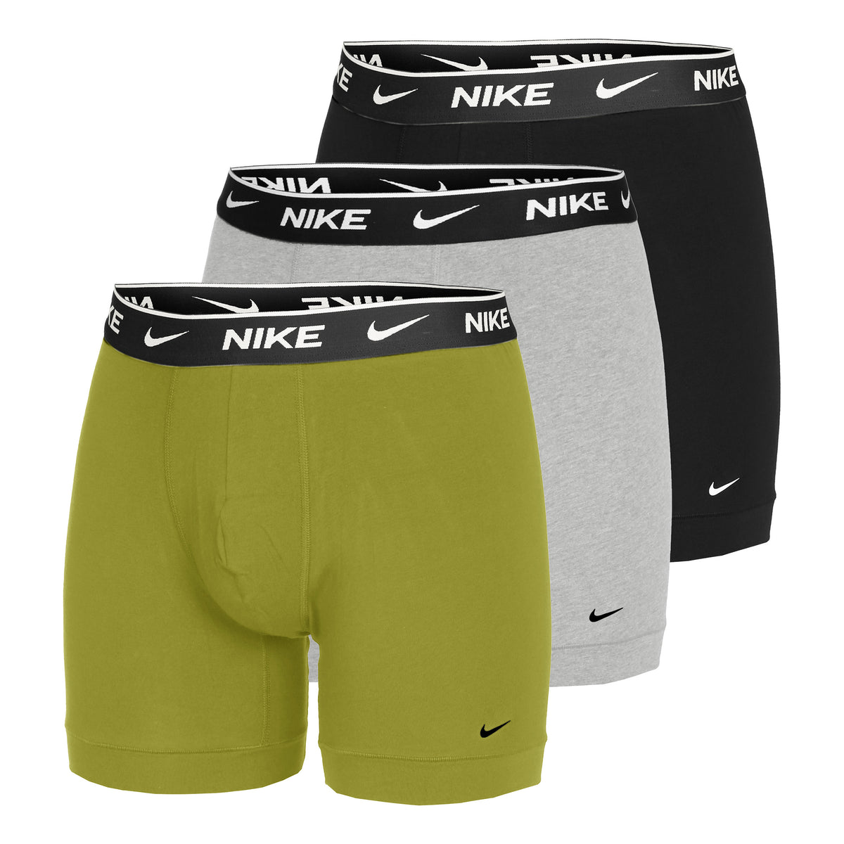 Nike Everyday Cotton Stretch Boxershort Verpakking 3 stuks Heren - veelkleurig, olijf