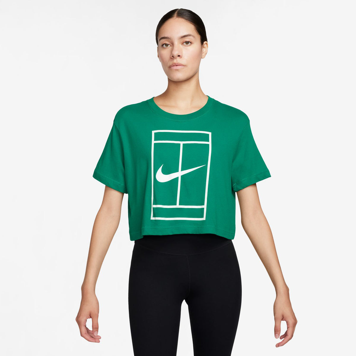 Nike Dri-Fit Heritage Crop T-shirt Dames - groen, wit