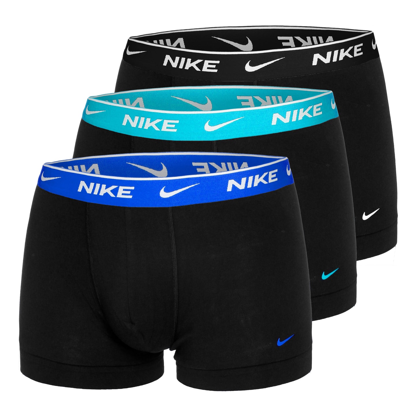 Nike Everyday Stretch Trunk Boxershort Verpakking 3 stuks Heren - zwart, turkoois