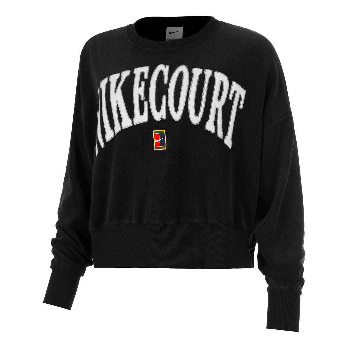 Nike Court Heritage Fleece GFX Crew Sweatshirt Dames-Zwart