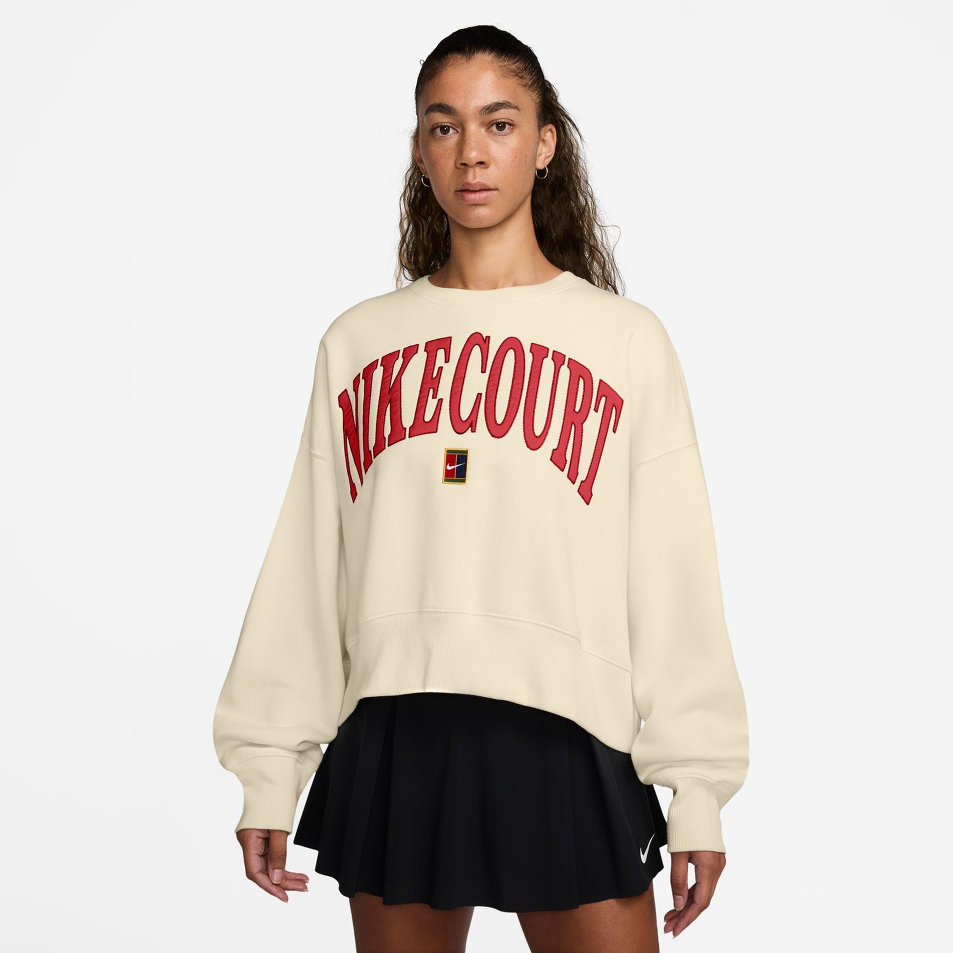 Nike Court Heritage Phoenix Fleece Oversized Crew High Rise Sweatshirt Dames - beige,