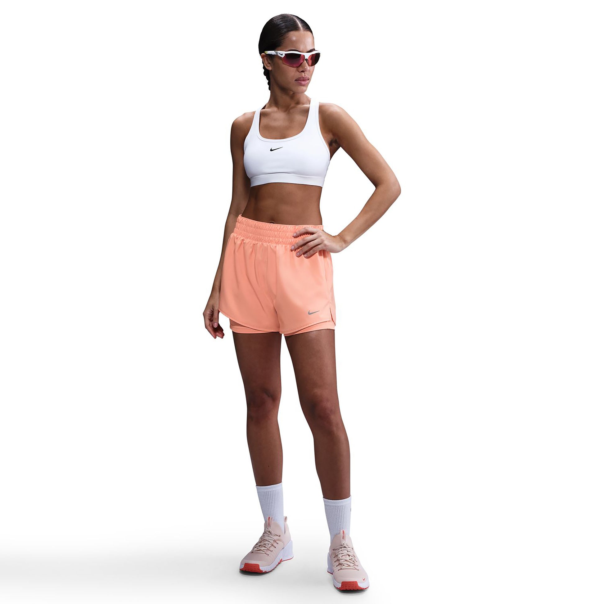 Nike Dri-Fit One Mid Rise 2in1 3in Shorts Dames-abrikoos