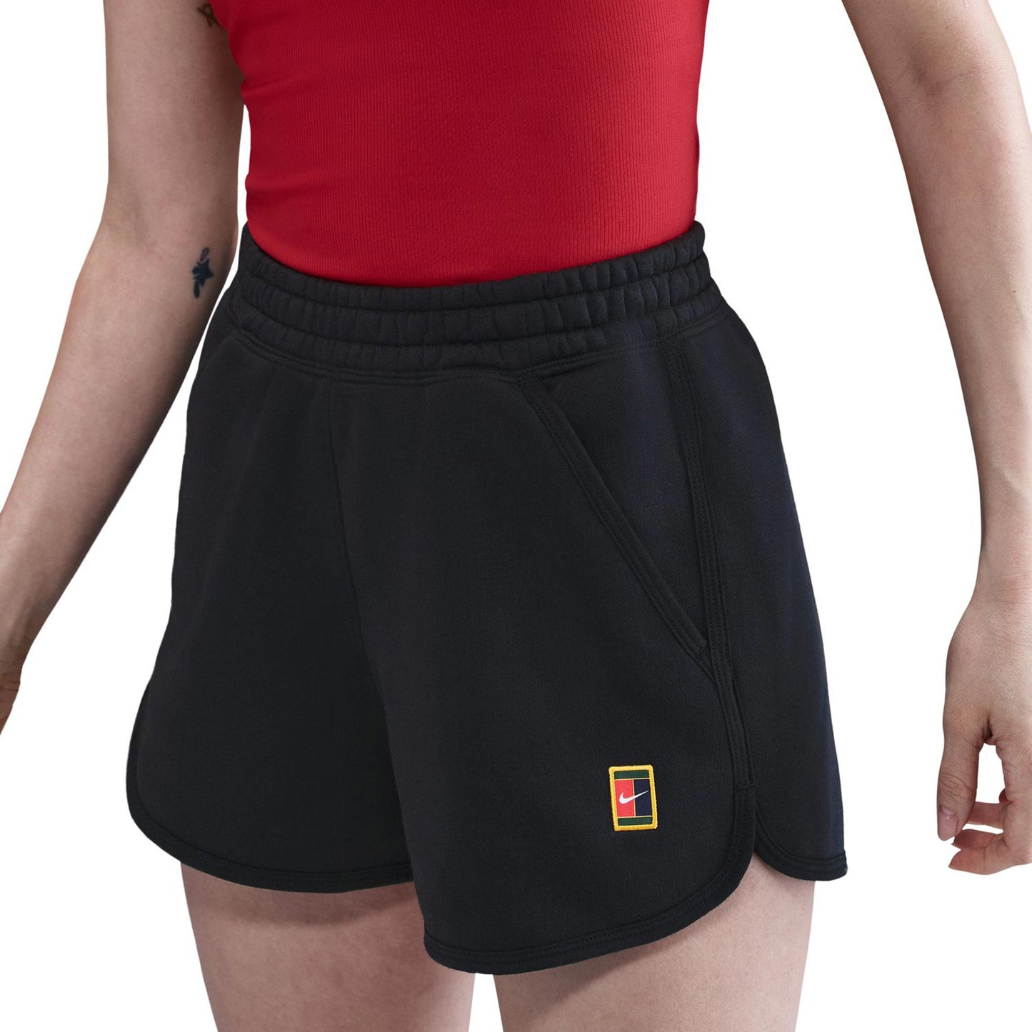 Nike Court Heritage Fleece Mid Rise Shorts Dames-Zwart