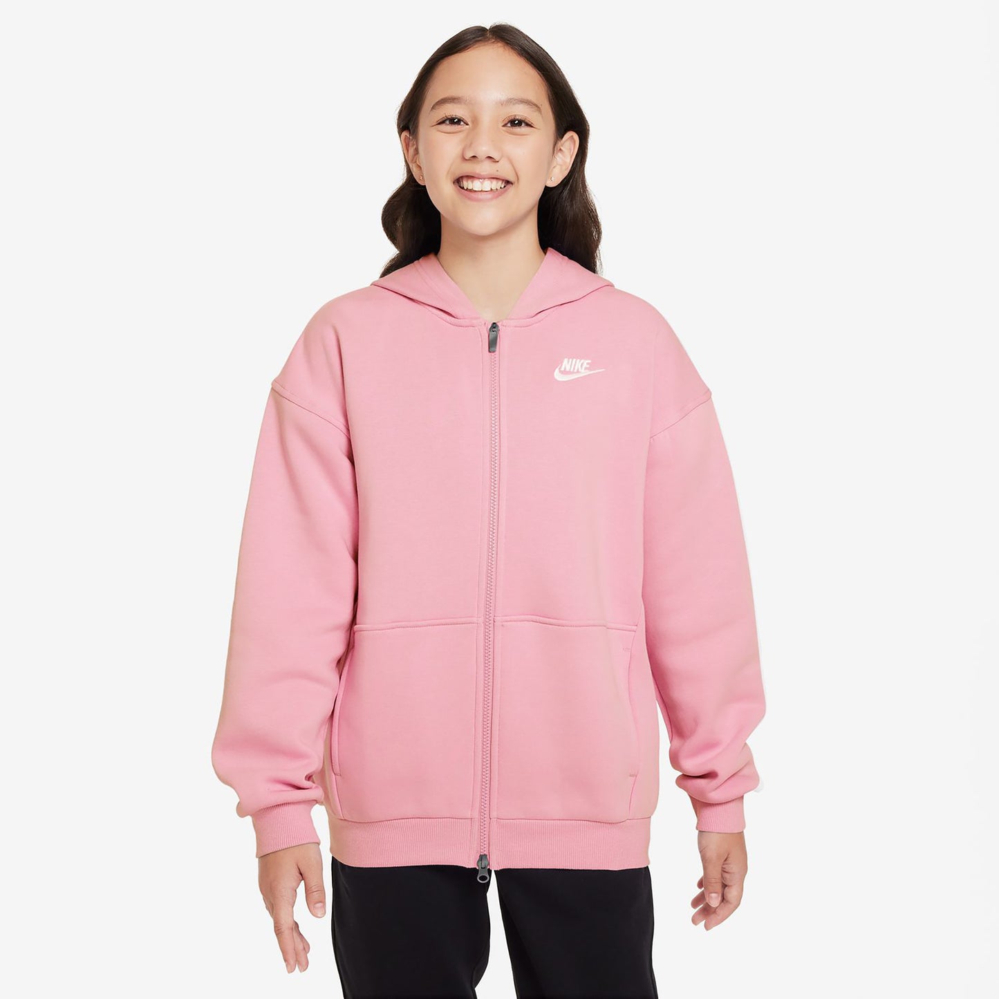 Nike Club Fleece Oversized Full-Zip Sportjas Meisjes-Roze