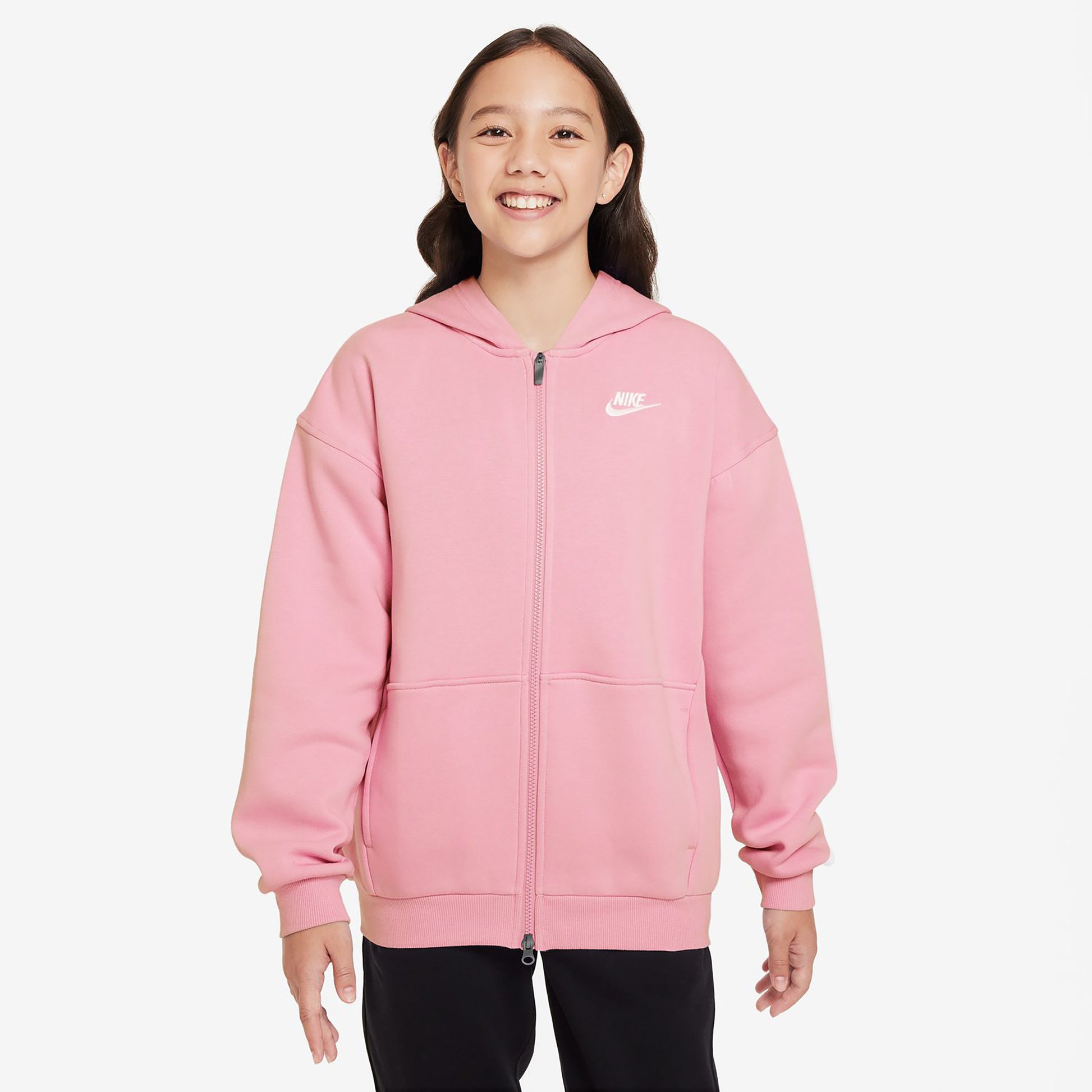 Nike Club Fleece Oversized Full-Zip Sportjas Meisjes-Roze