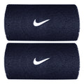 Swoosh Classic Doublewide Zweetband lang - donkerblauw, wit