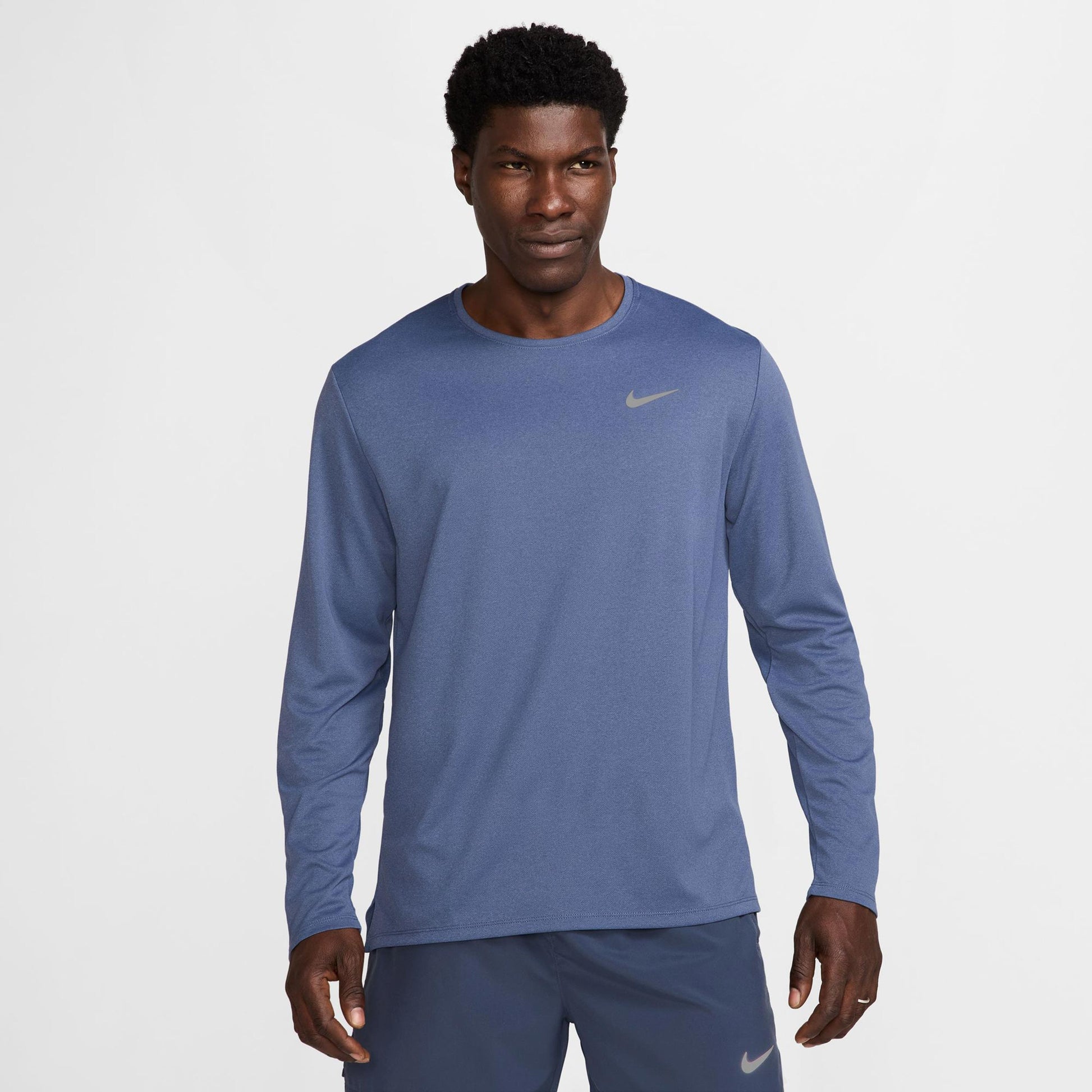 Nike Dri-Fit UV Miler Hardloopshirt Heren - blauw, zilver
