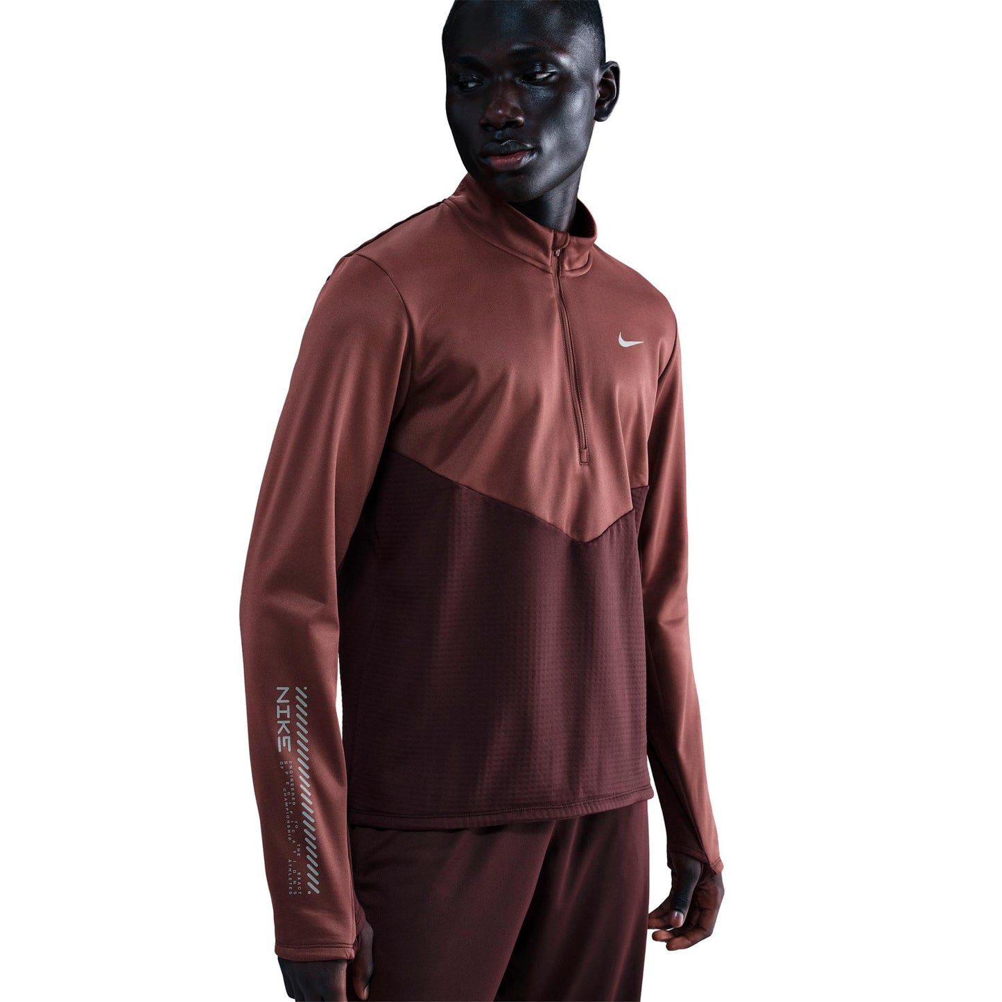 Nike Pacer Winterized Half-Zip Hardloopshirt Heren - donkerrood, brons