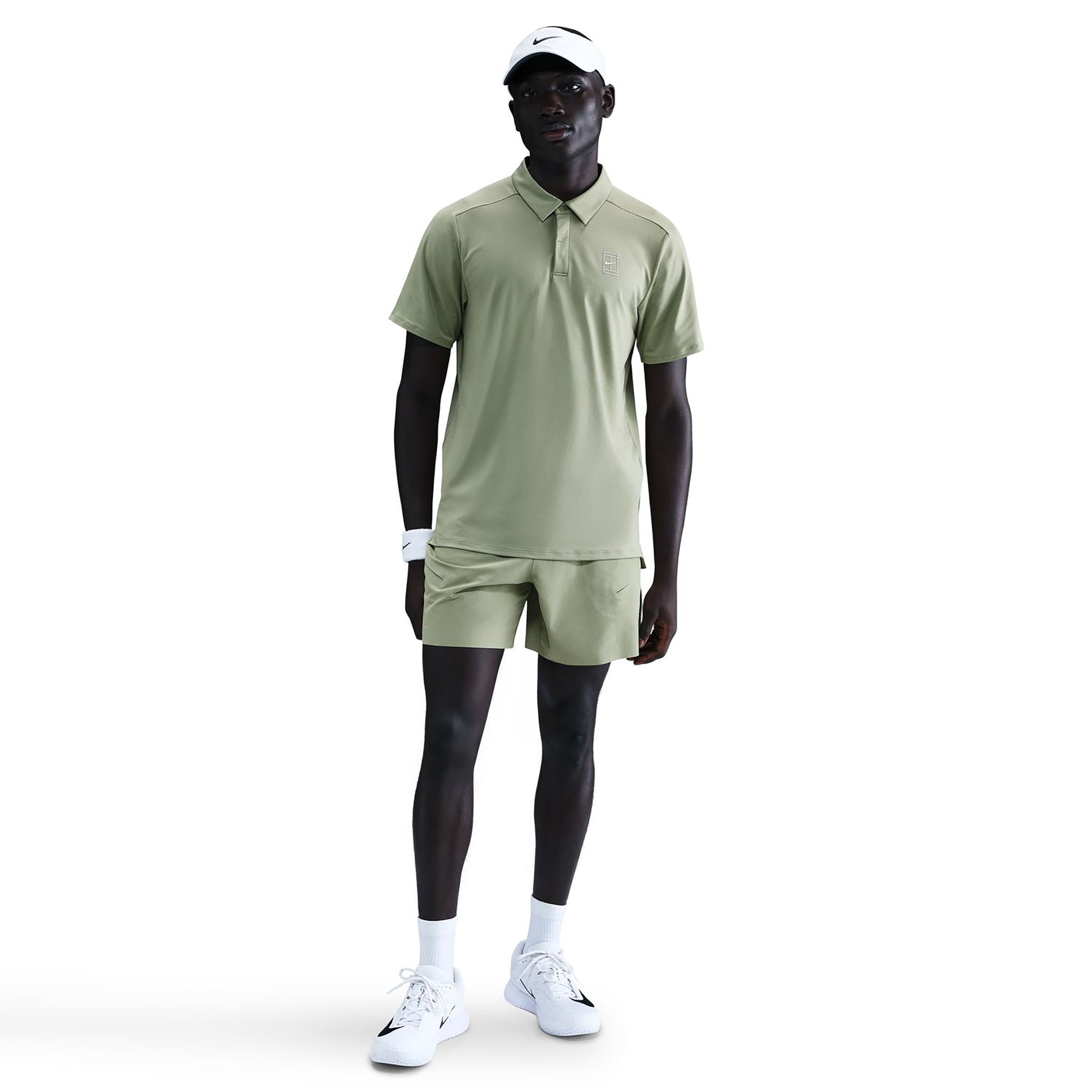 Nike Court Dri-FIT Advantage Polo Heren - olijf, wit