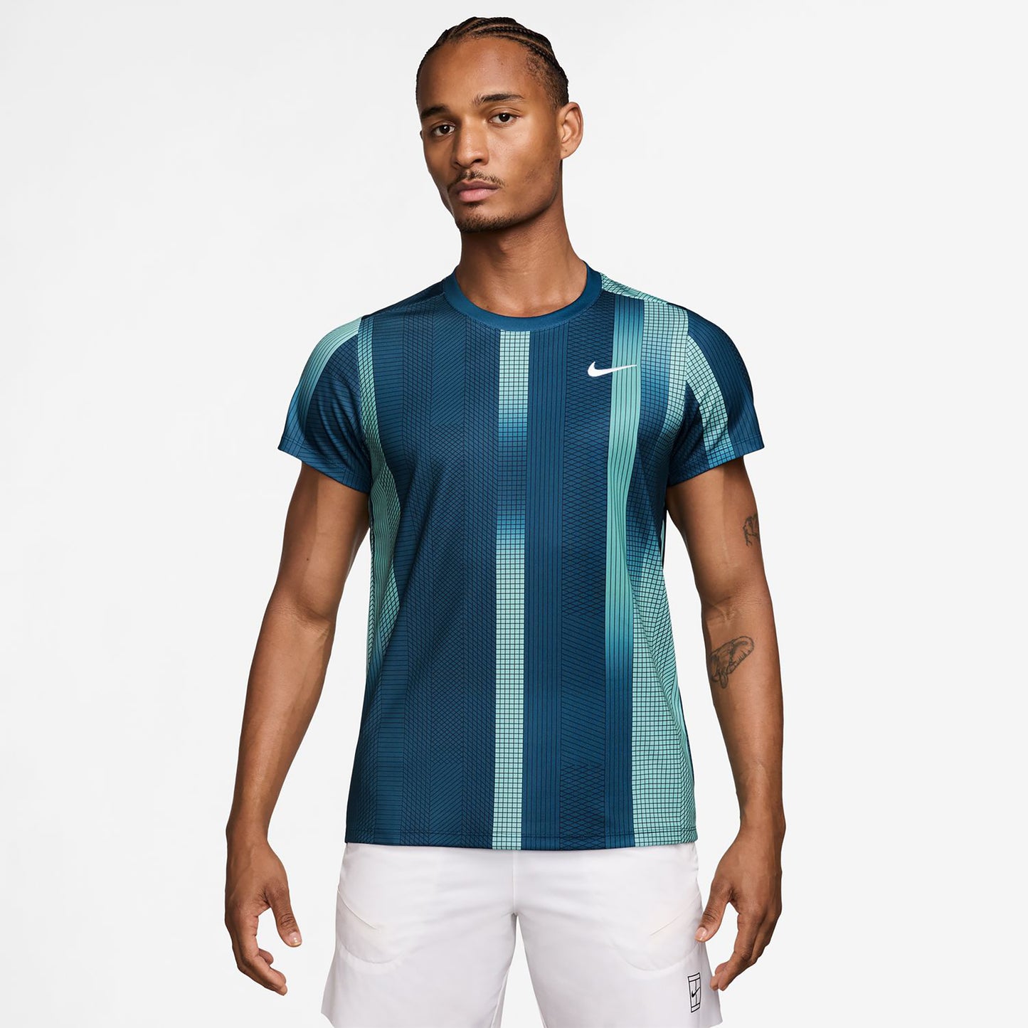 Nike Court Victory Dri-Fit Print T-shirt Heren - petrolblauw, wit