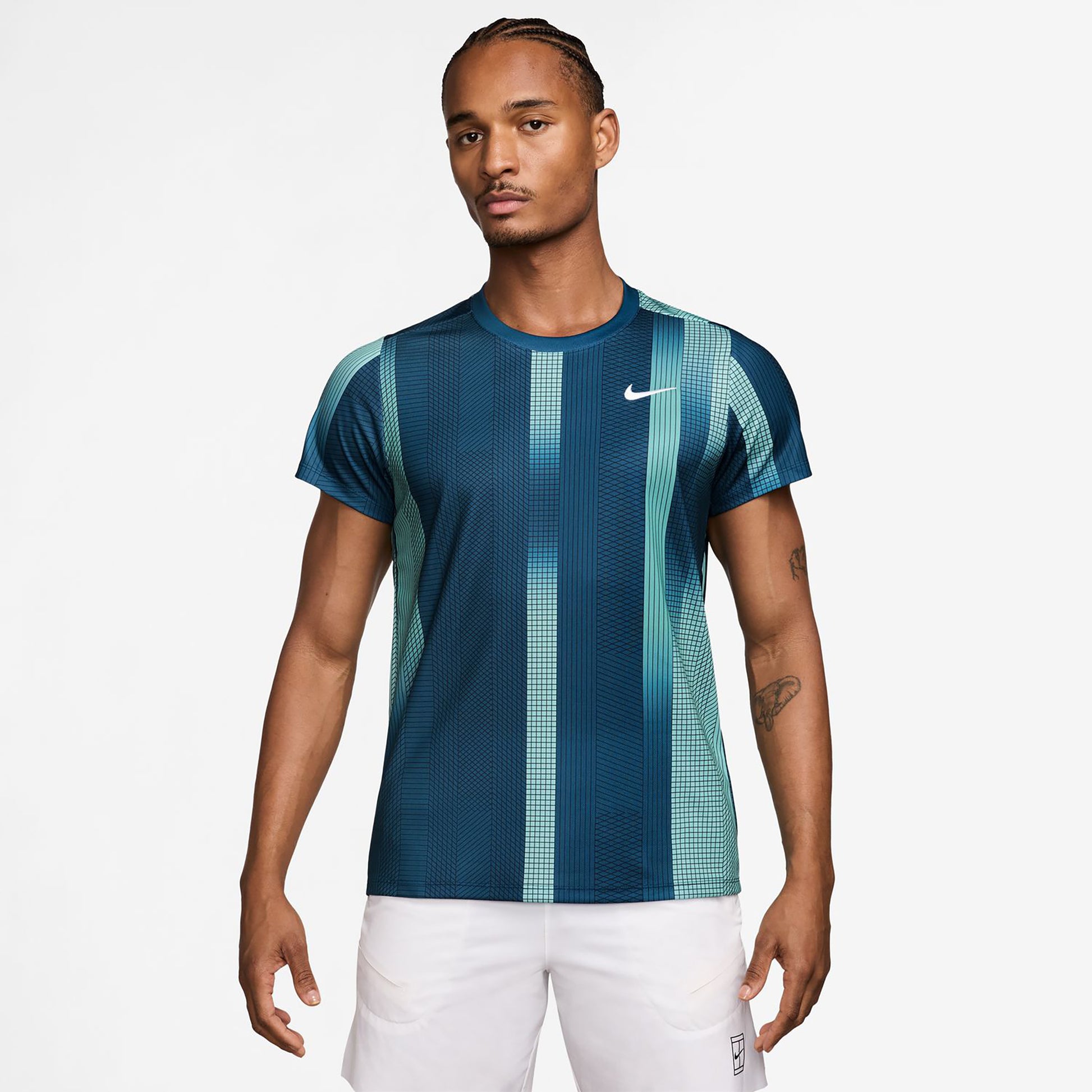 Nike Court Victory Dri-Fit Print T-shirt Heren - petrolblauw, wit