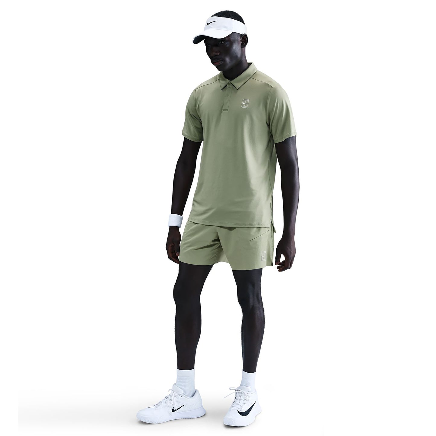 Nike Court Dri-FIT Advantage 6in Shorts Heren - olijf, wit