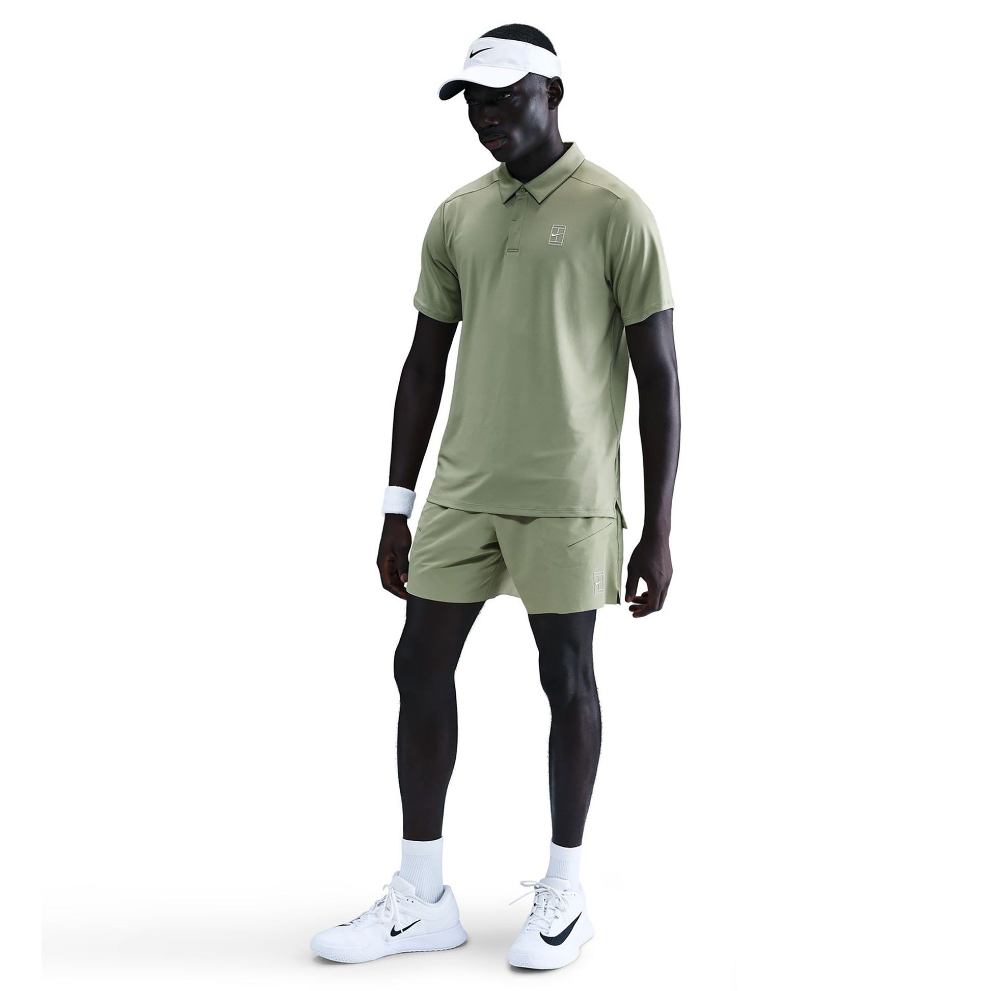 Nike Court Dri-FIT Advantage 6in Shorts Heren - olijf, wit