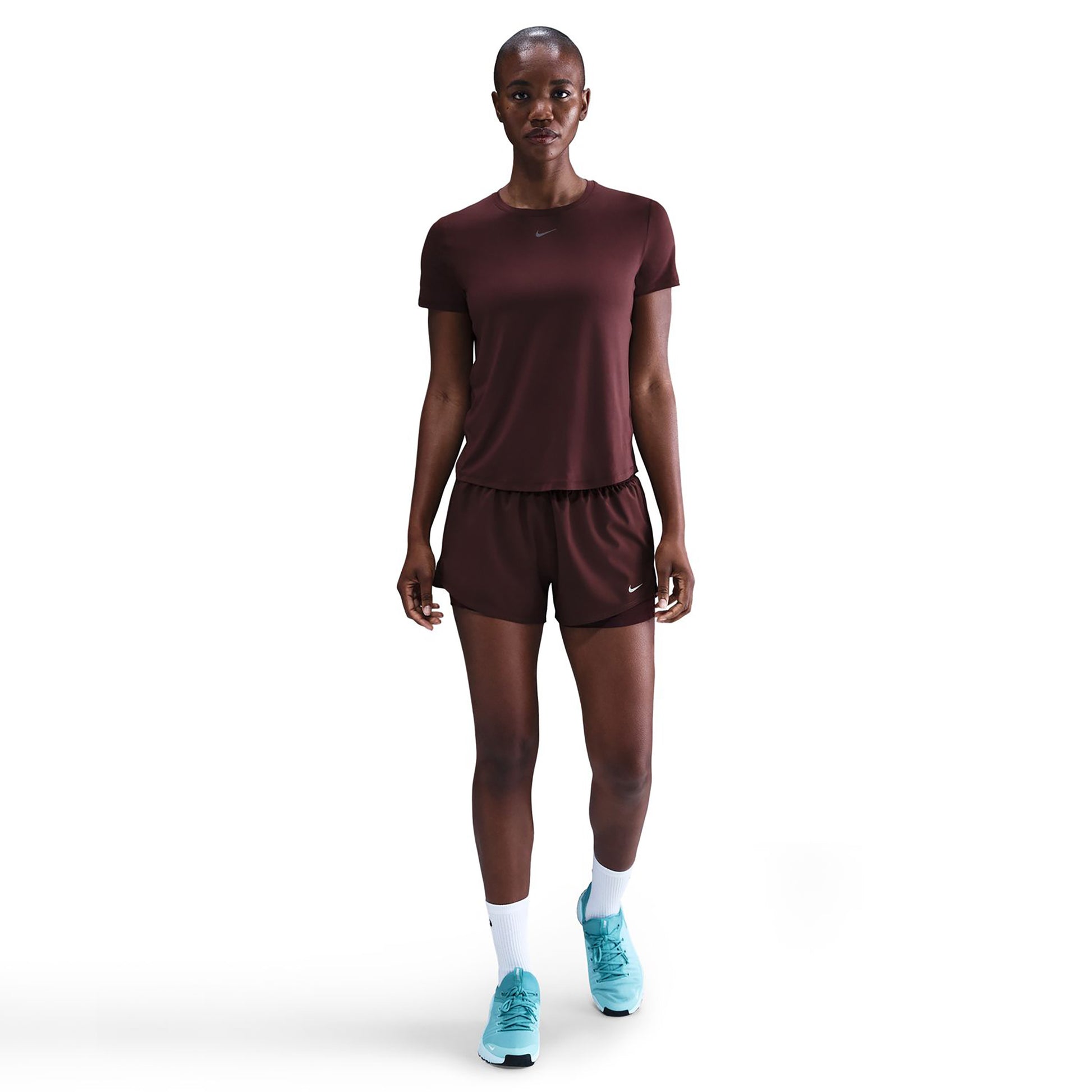 Nike Dri-Fit One Mid Rise 2in1 3in Shorts Dames - donkerrood, zilver